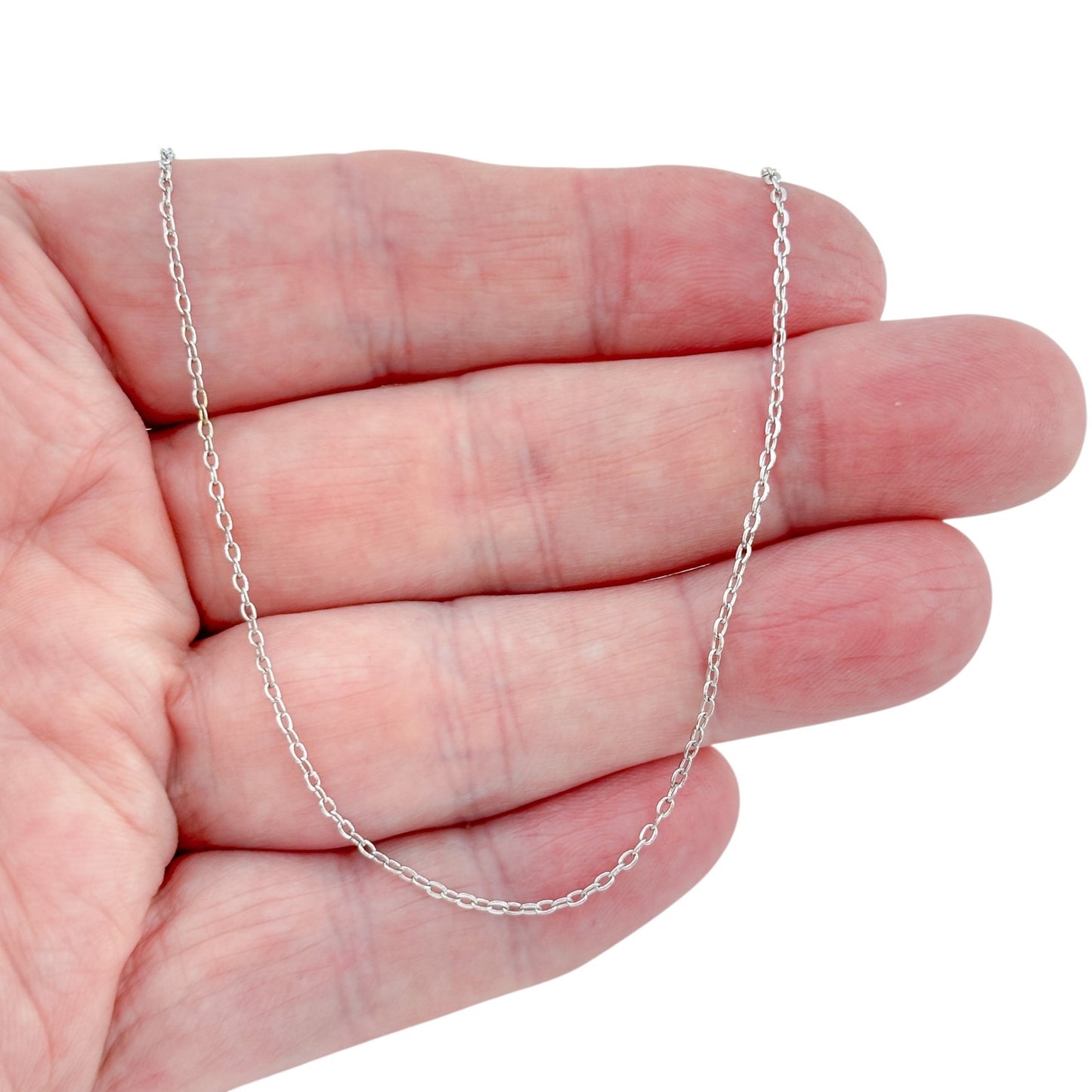 Vintage Sterling Silver 925 Cable Link Chain Necklace 15.5"-17"