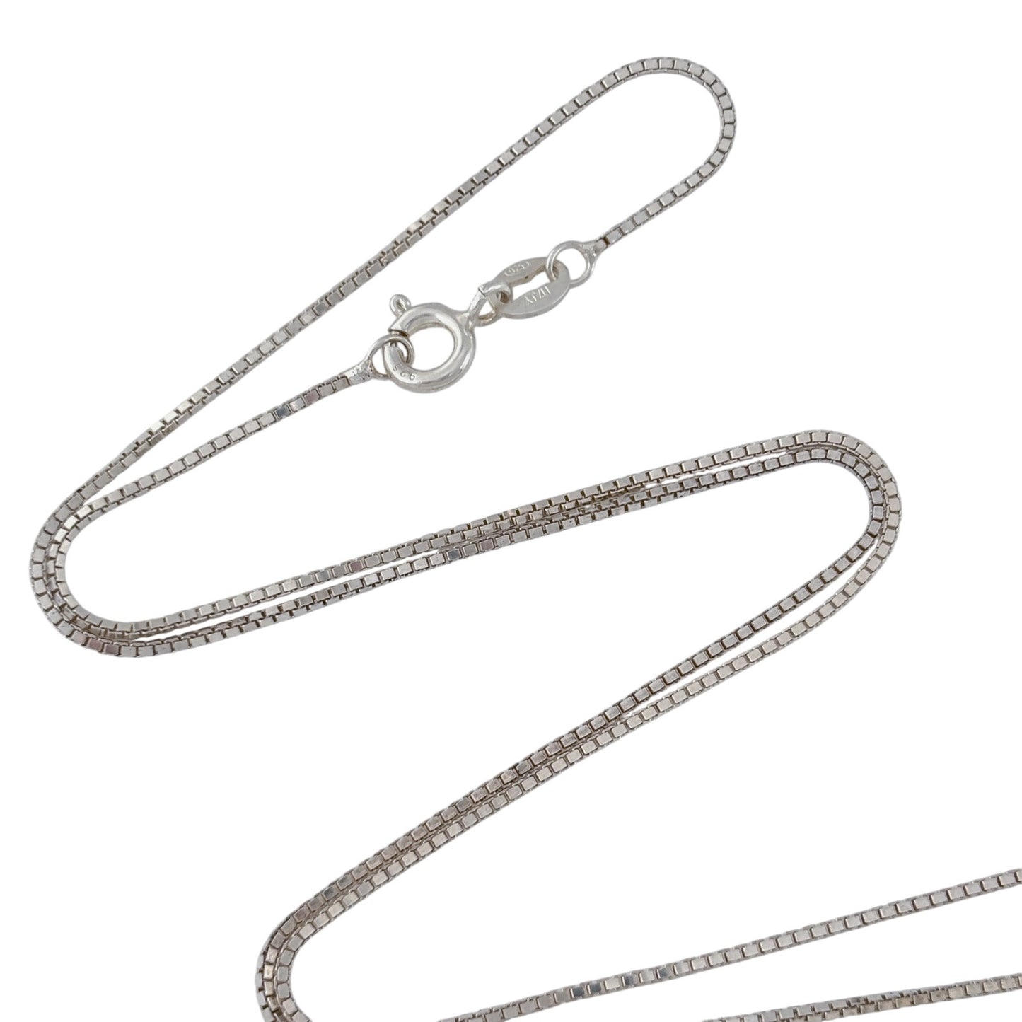 Vintage Italian Sterling Silver 925 Box Chain Necklace 18"