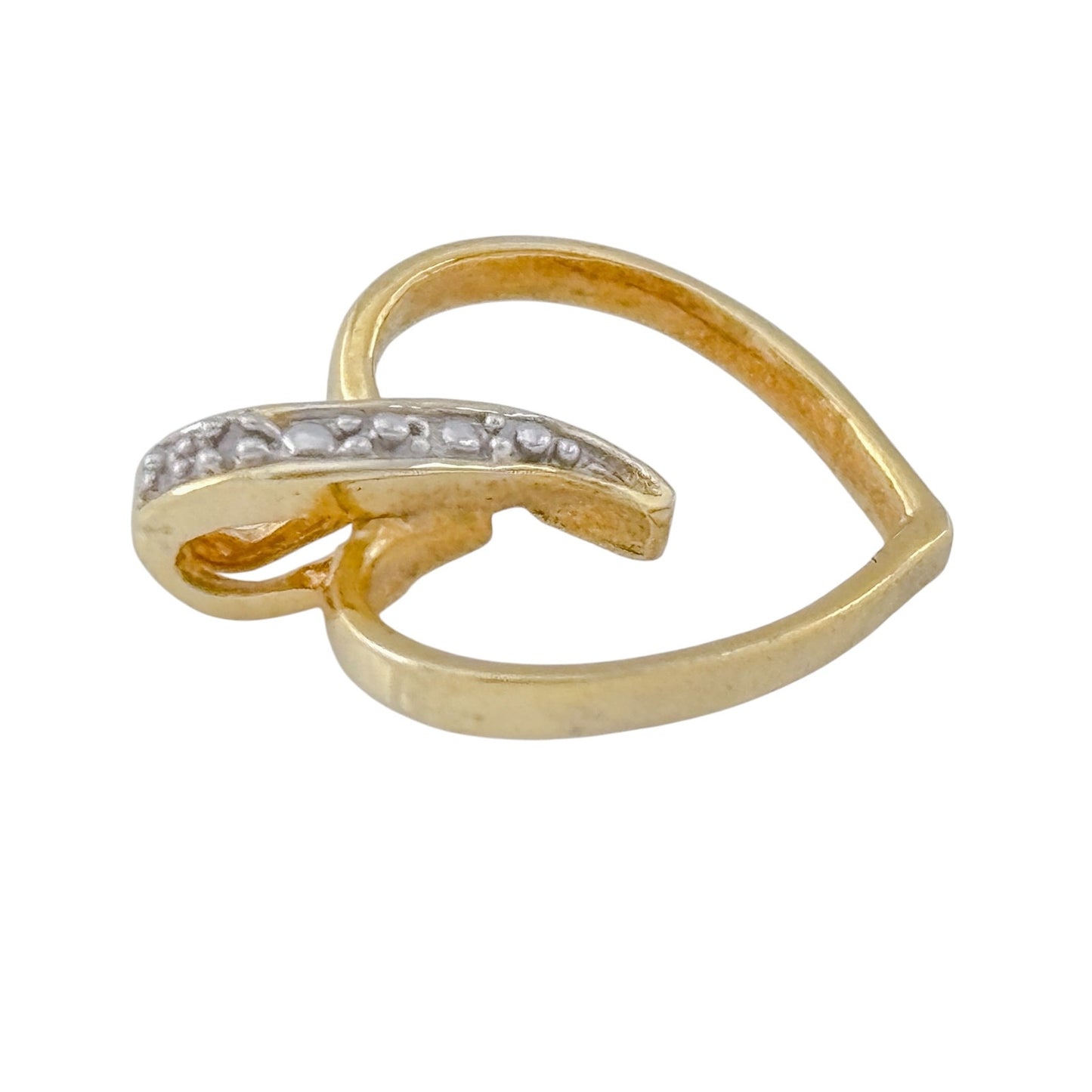 Vintage Gold-Tone Sterling Silver 925 Diamond Heart Pendant