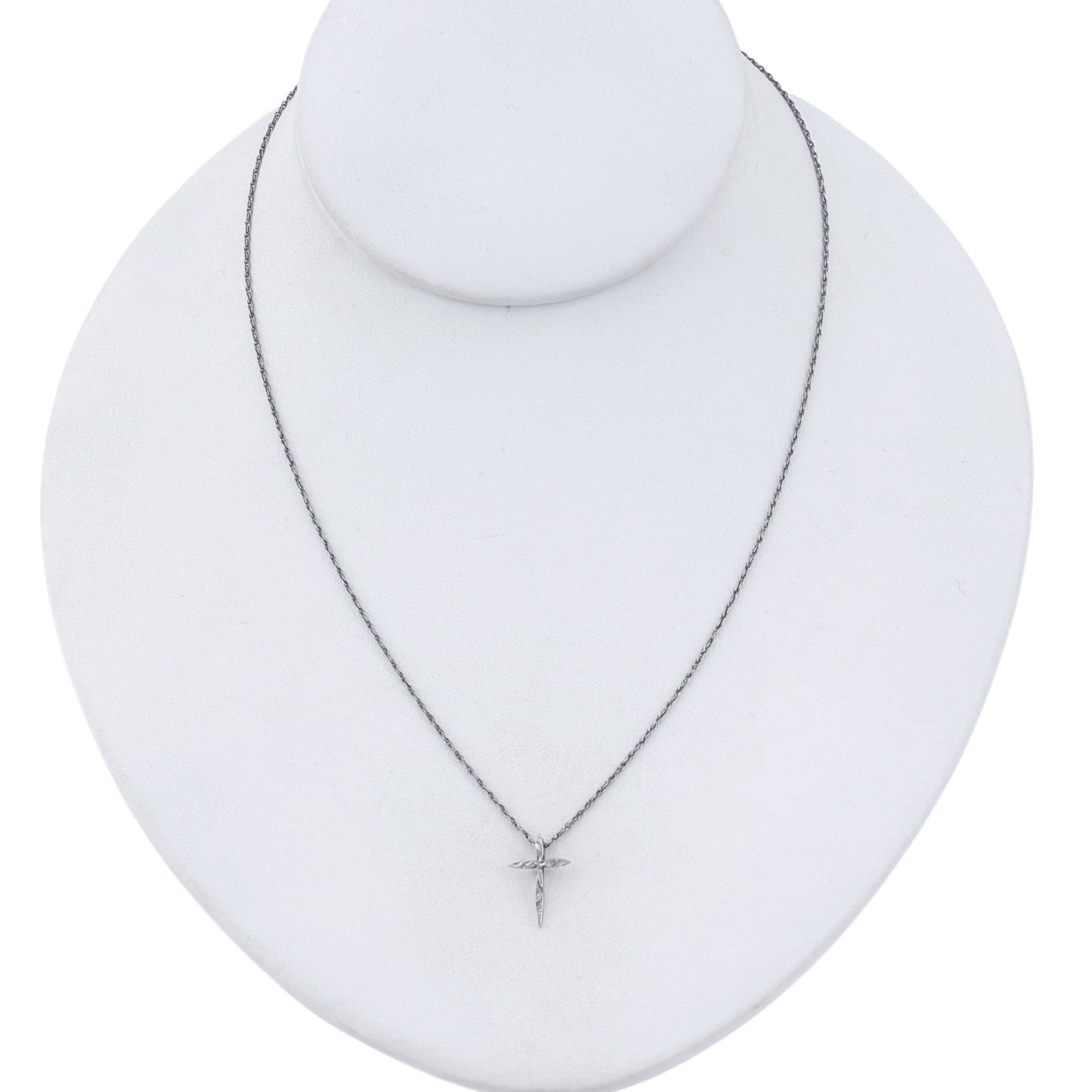 Vintage Sterling Silver 925 Cross Pendant Necklace 17"