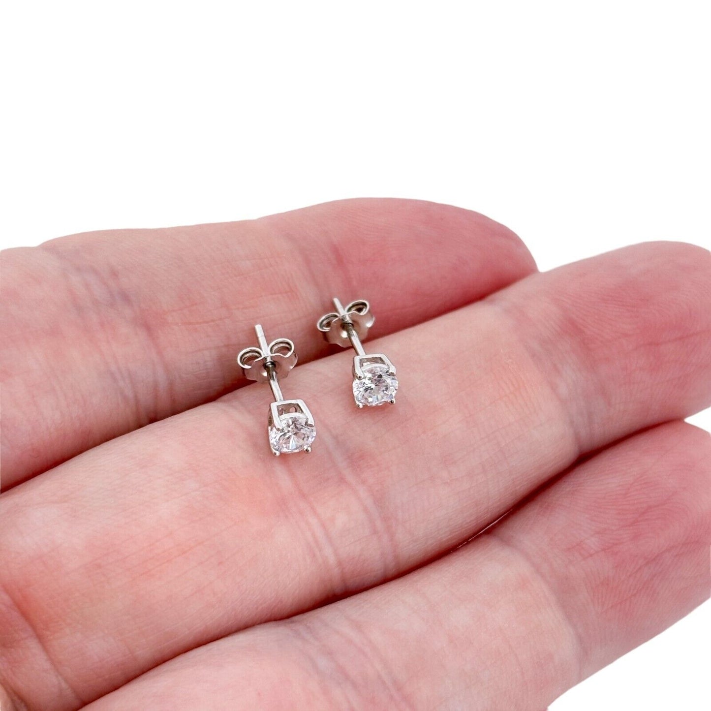 Vintage Sterling Silver 925 Cubic Zirconia Stud Earrings