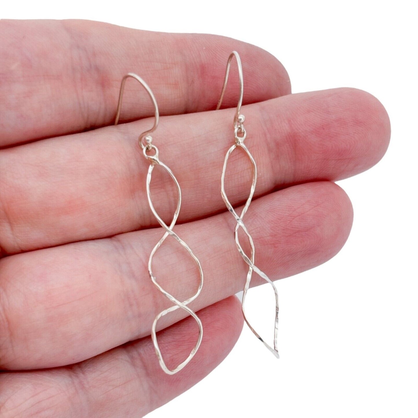 Vintage Sterling Silver 925 Twisted Drop Dangle Earrings