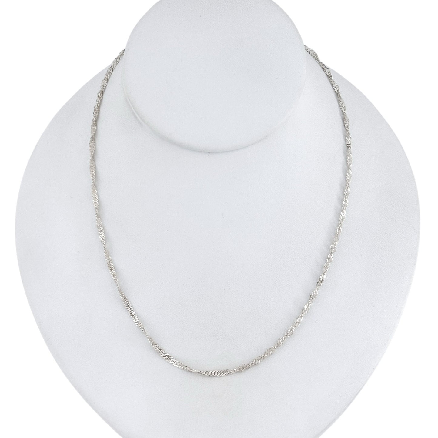 Vintage Italian Sterling Silver 925 Singapore Chain Necklace 17.5"