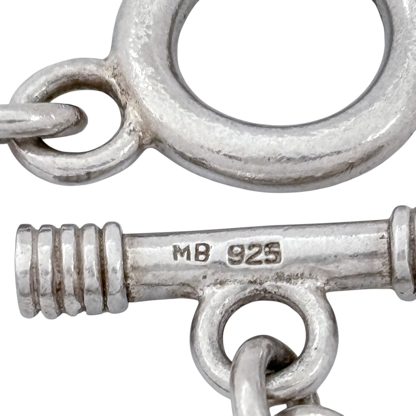 Vintage Sterling Silver 925 4mm Toggle Chain Bracelet 7"
