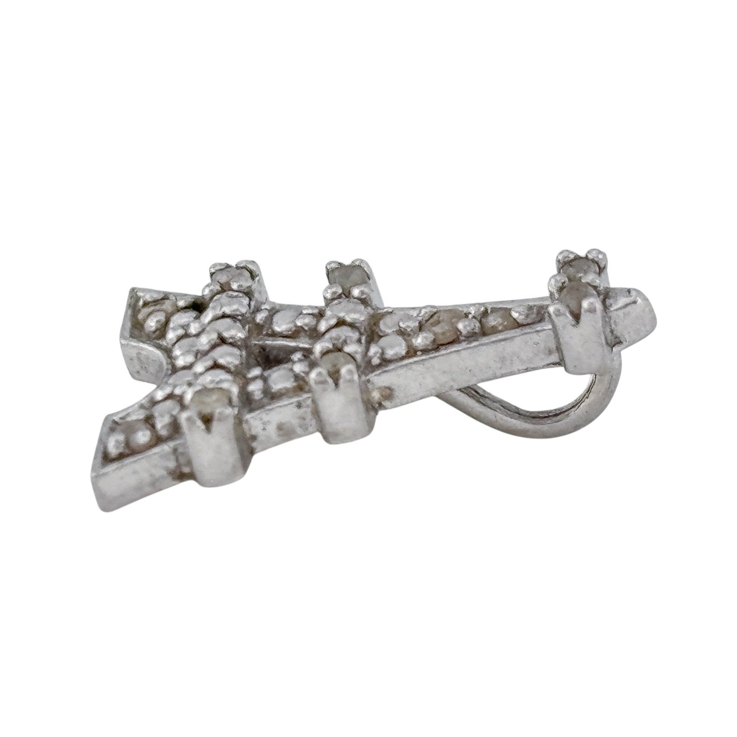 Vintage Sterling Silver 925 Diamond Eiffel Tower Pendant