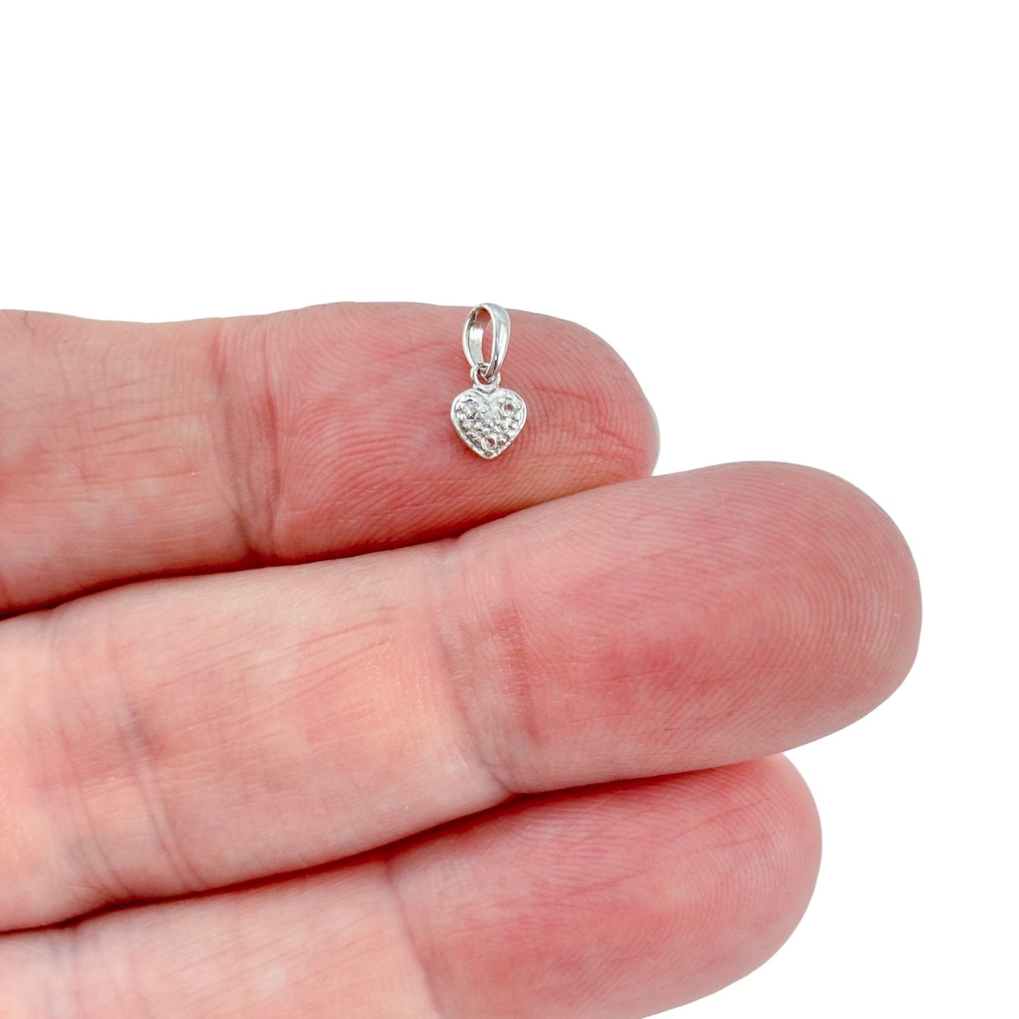 Vintage Disney Sterling Silver 925 Cubic Zirconia Heart Pendant