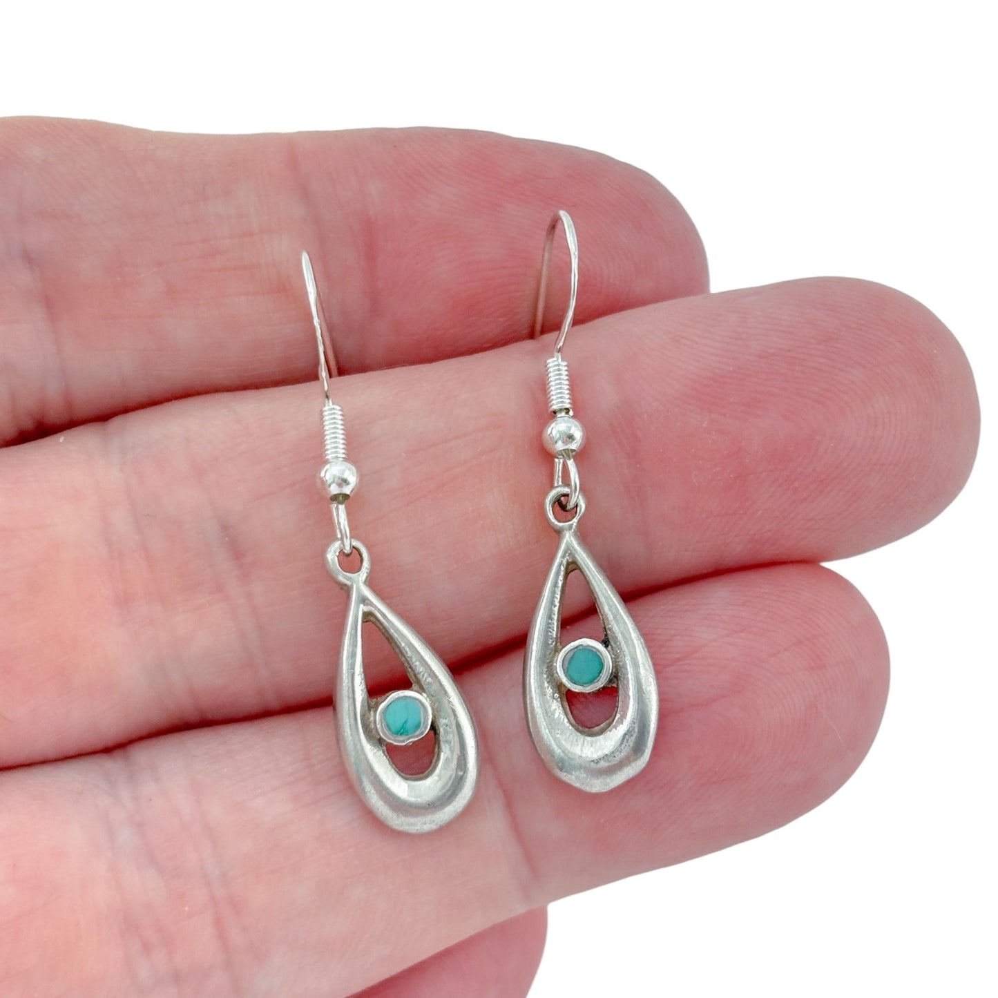 Vintage Sterling Silver 925 Turquoise Teardrop Earrings