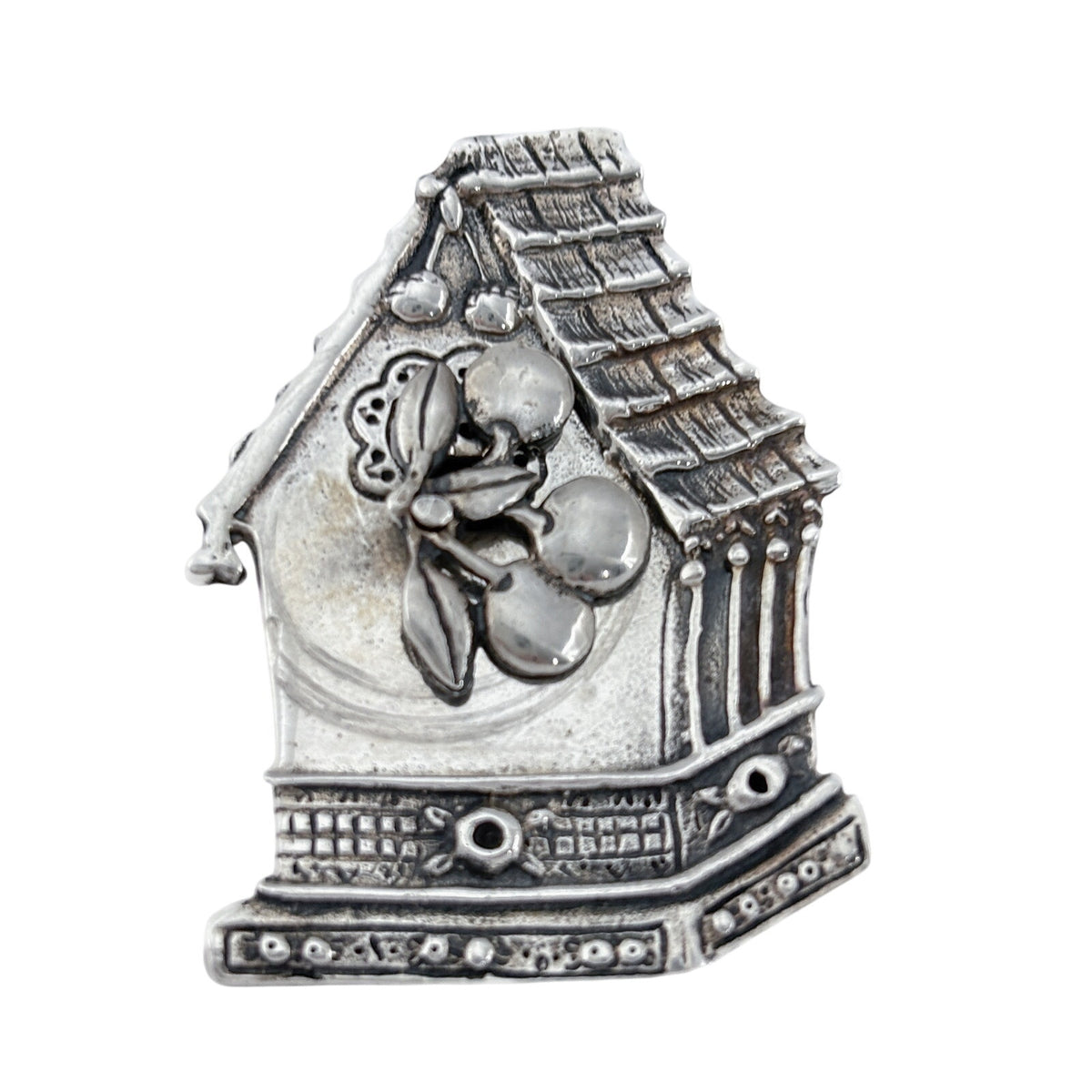Vintage Mary Engelbreit Sterling Silver 925 Birdhouse Cherry Brooch