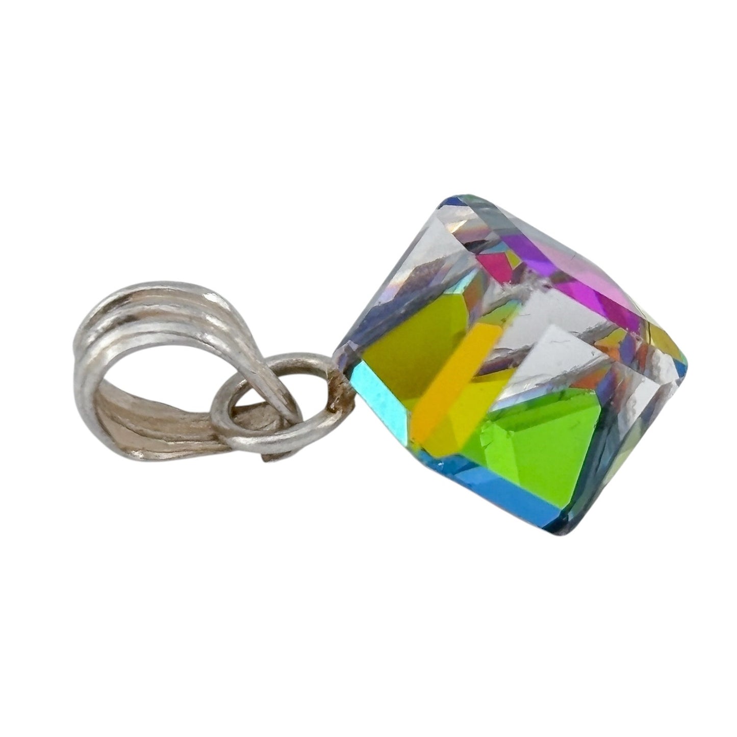 Vintage Sterling Silver 925 Rainbow Crystal Pendant