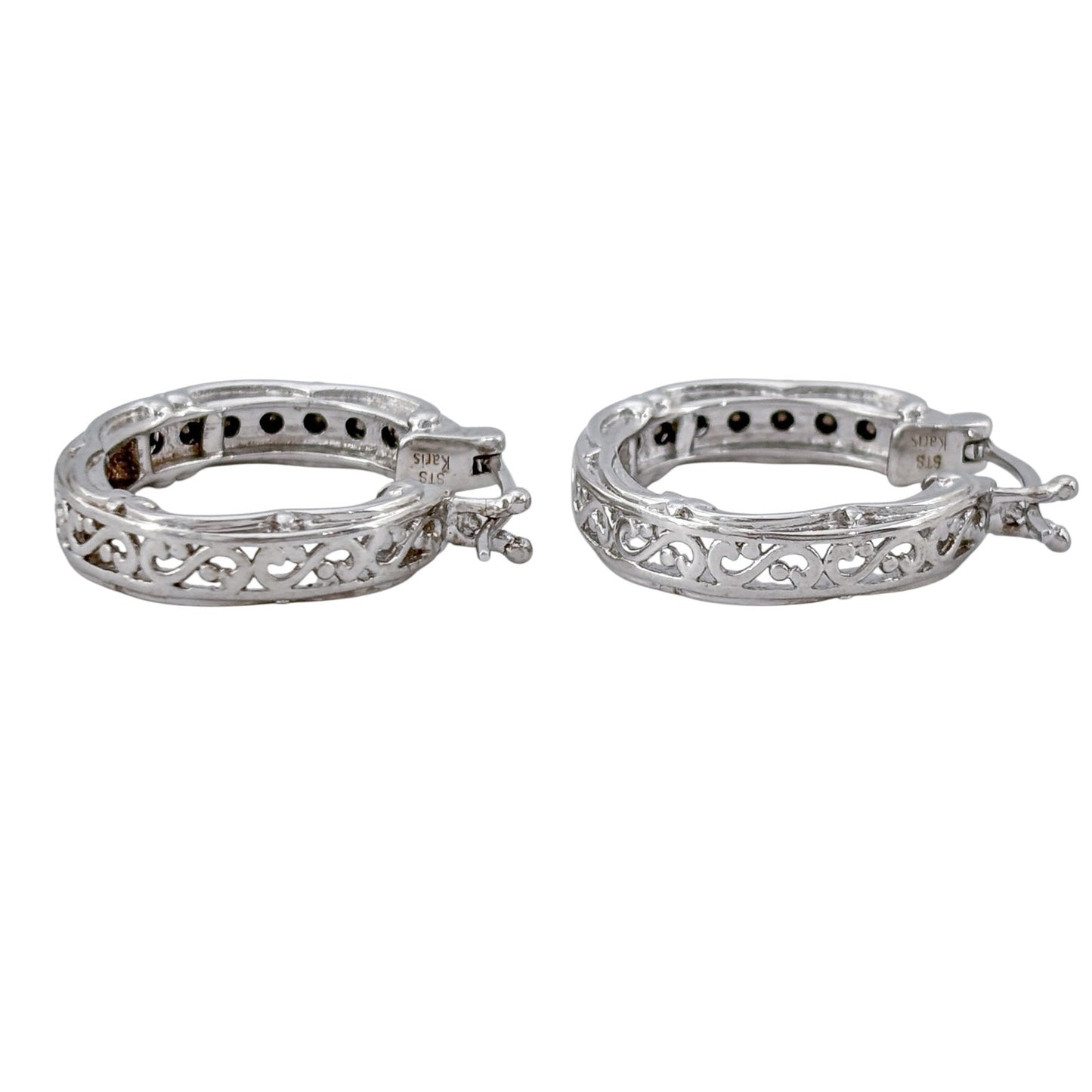 Vintage Sterling Silver 925 Cubic Zirconia Hoop Earrings
