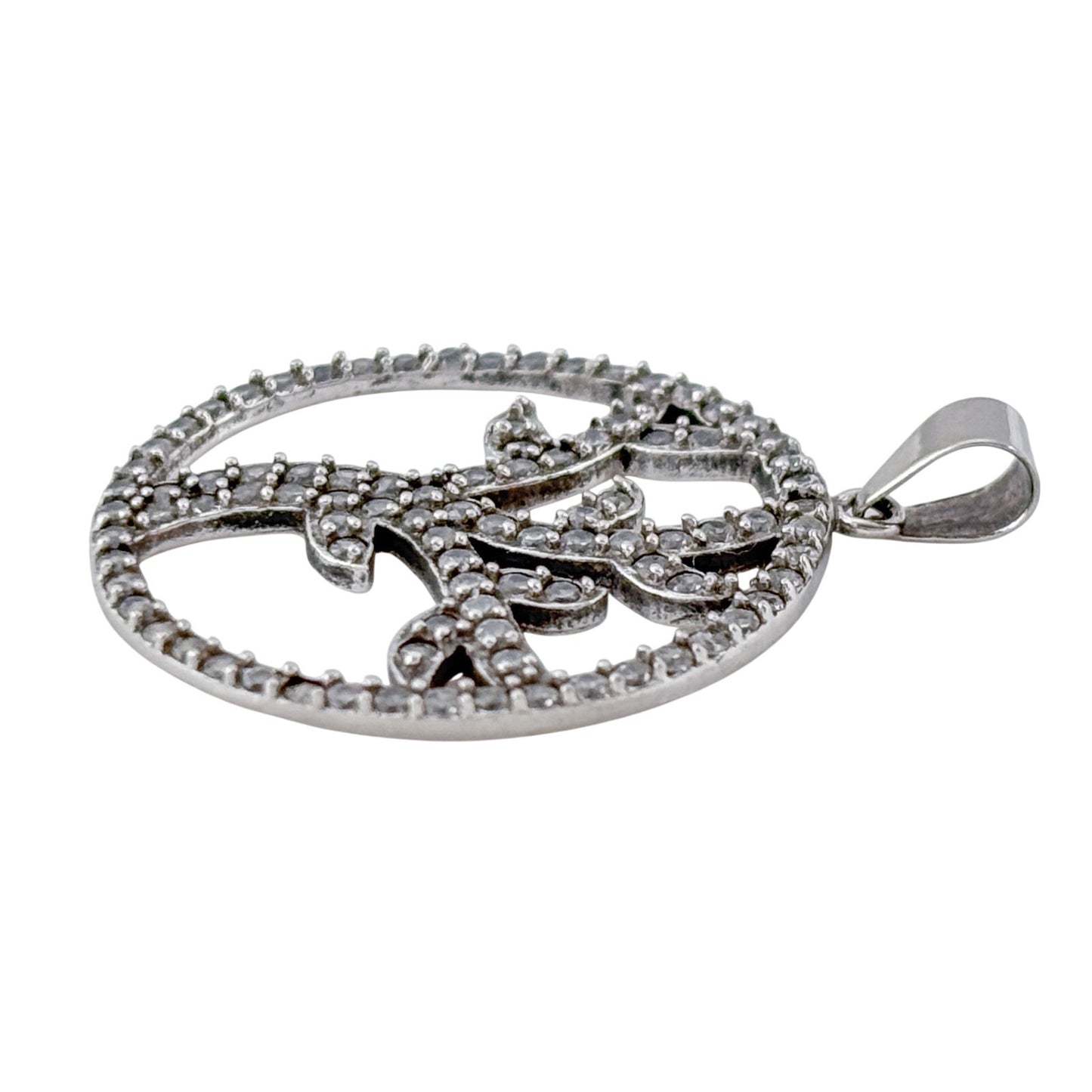 Vintage Sterling Silver 925 Cubic Zirconia Tree of Life Pendant