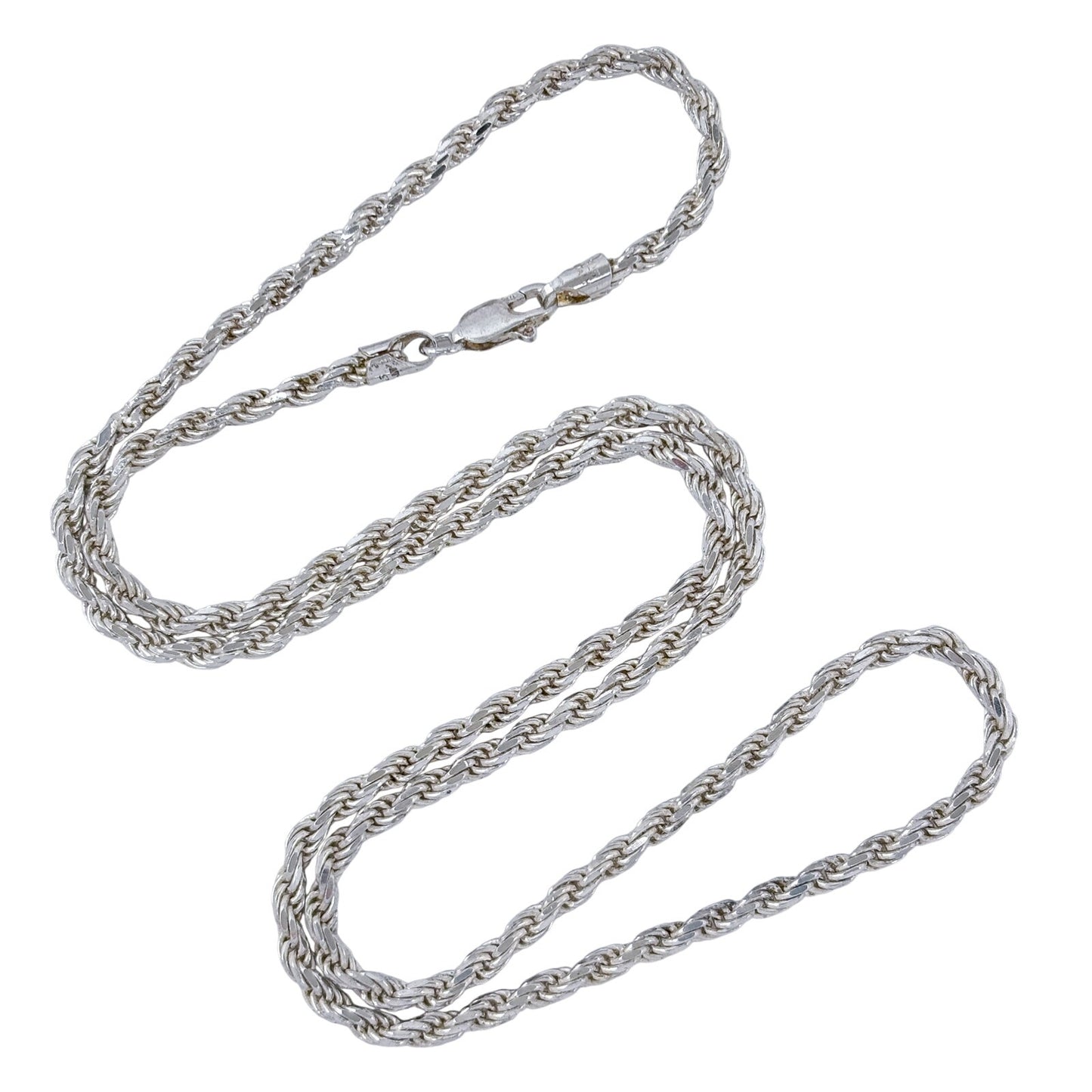 Vintage Italian Sterling Silver 925 Rope Link Chain Necklace 24"