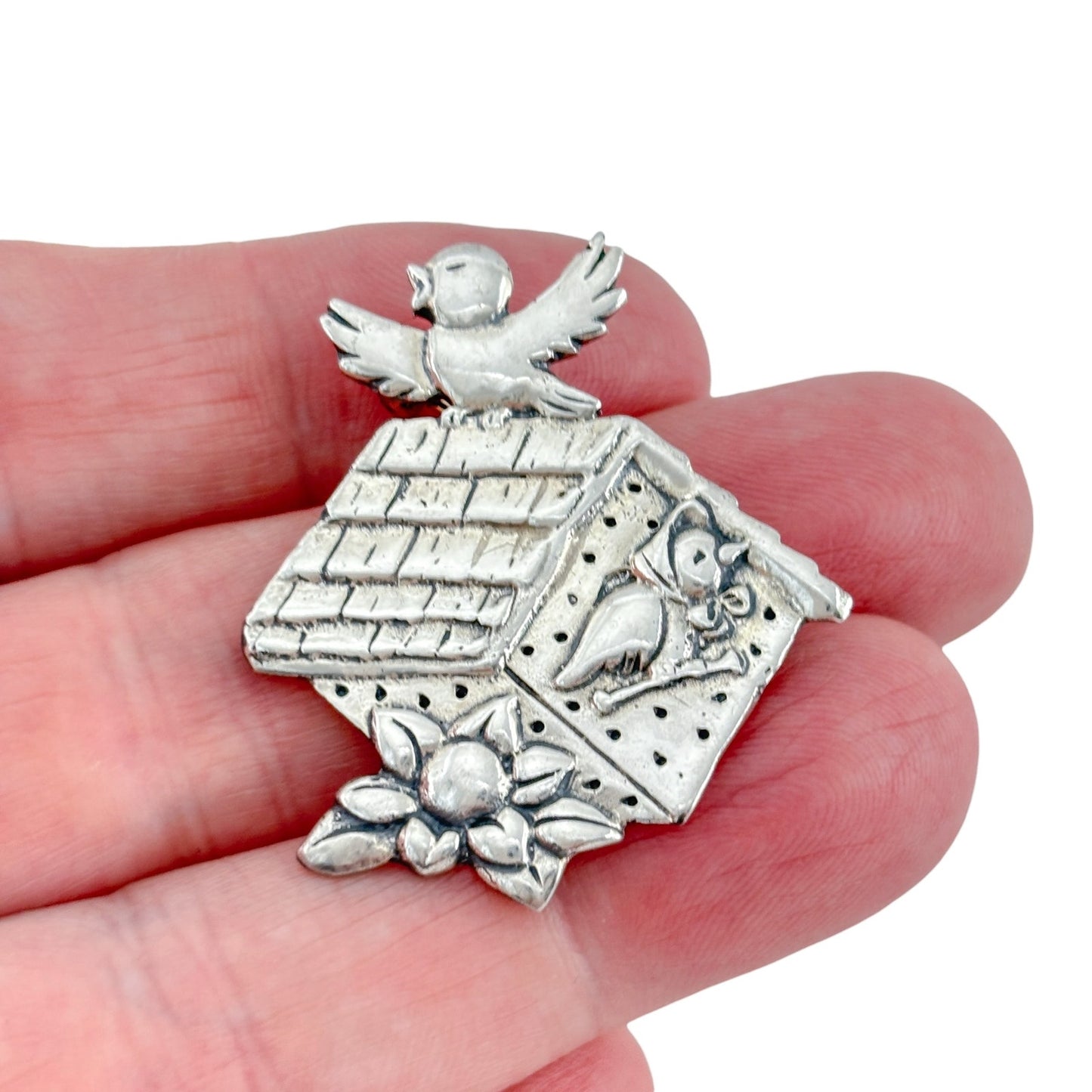 Vintage Sterling Silver 925 Mary Engelbreit Birdhouse Brooch