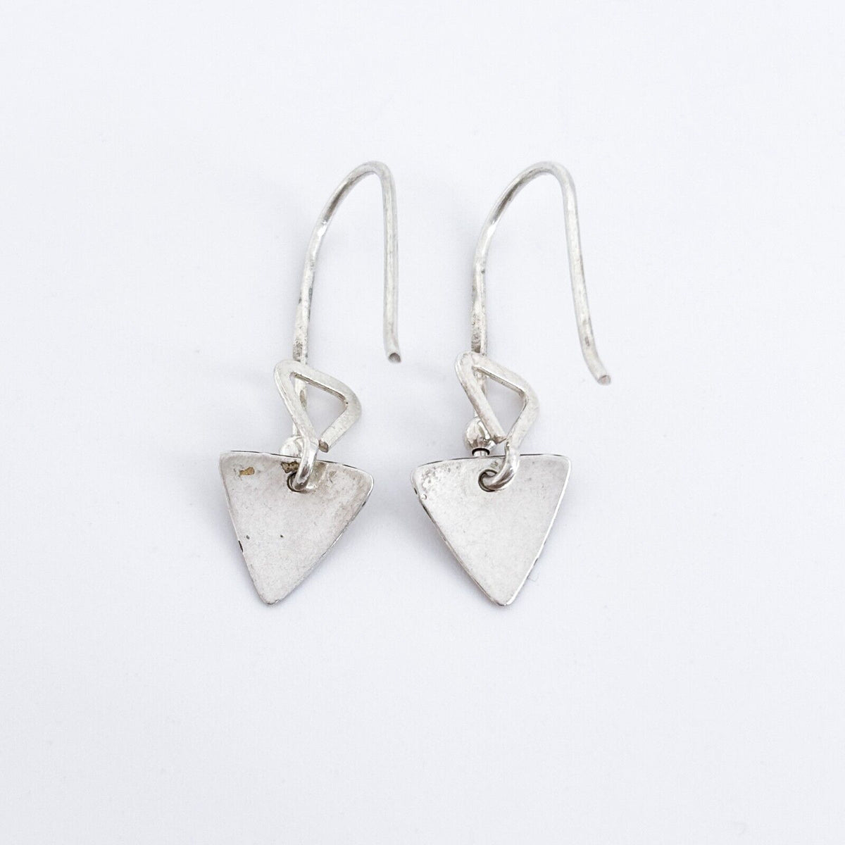 Vintage Sterling Silver 925 Etched Triangle Dangle Earrings