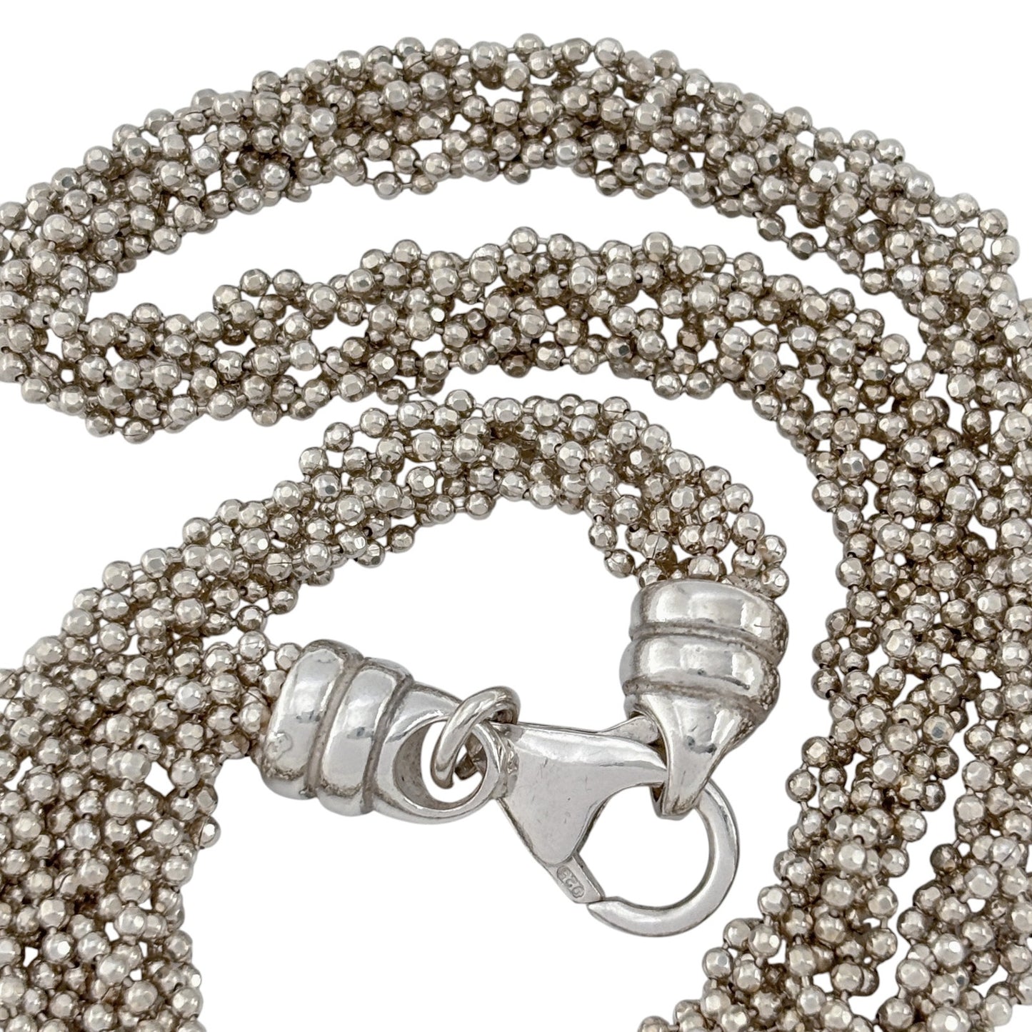 Vintage Sterling Silver 925 Multi Strand Bead Necklace 16"