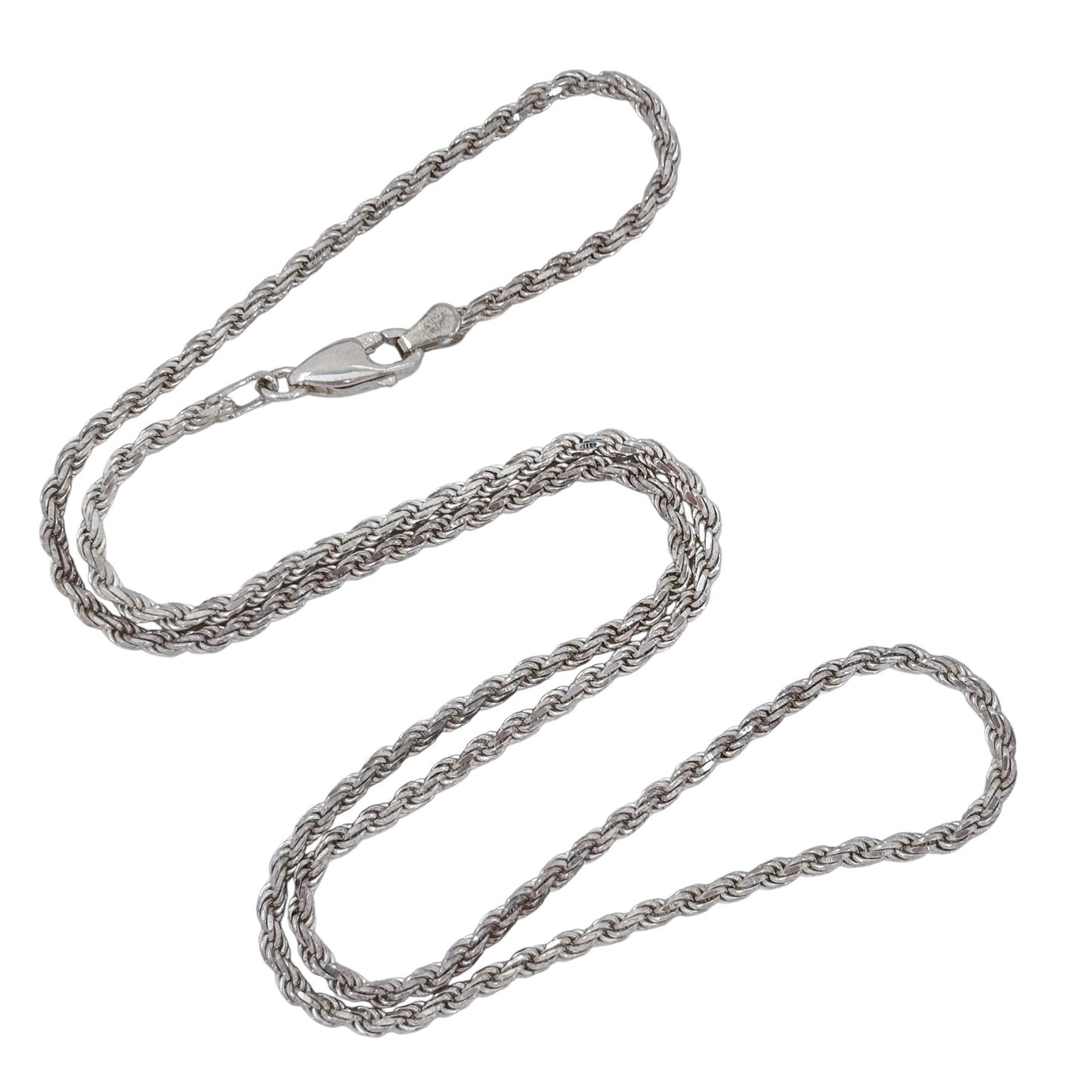 Vintage Italy Sterling Silver 925 Rope Chain Necklace 19.5"