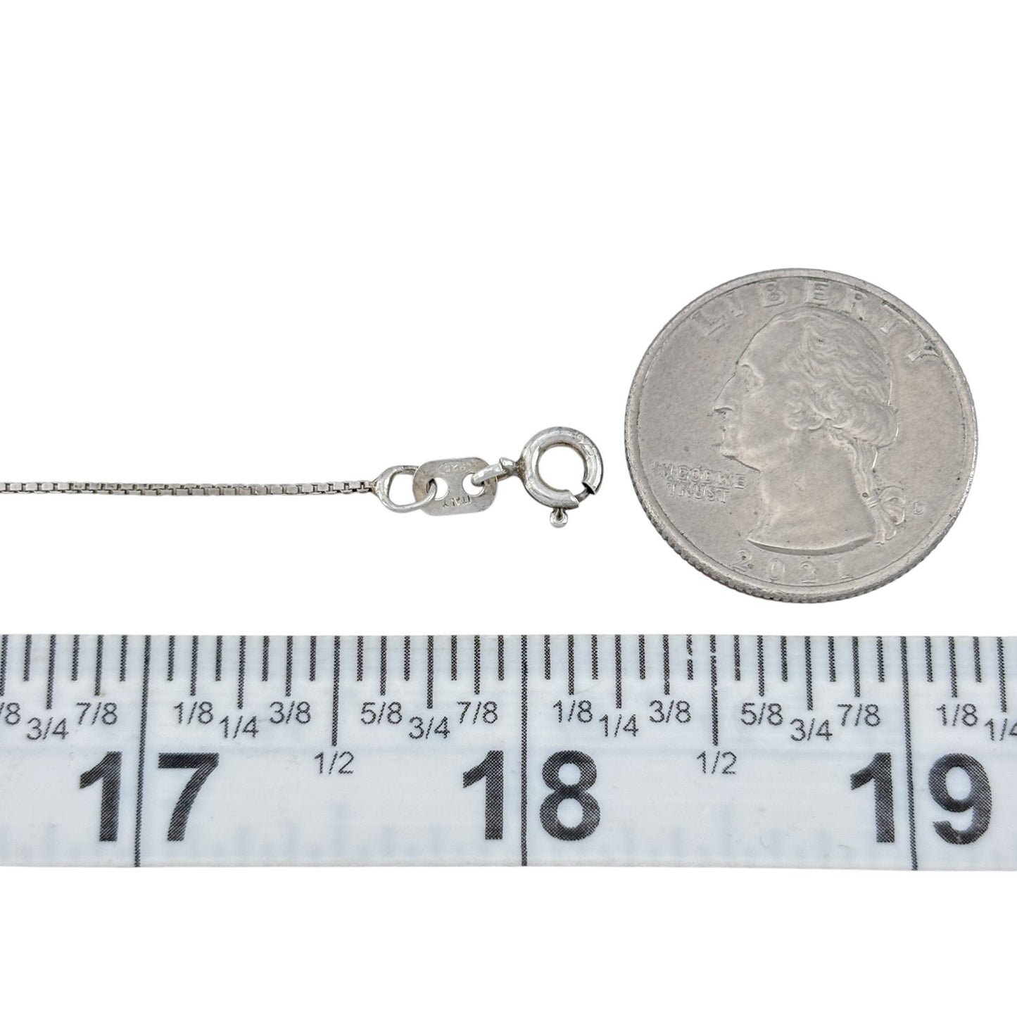 Vintage Italian Sterling Silver 925 Box Chain Necklace 18"