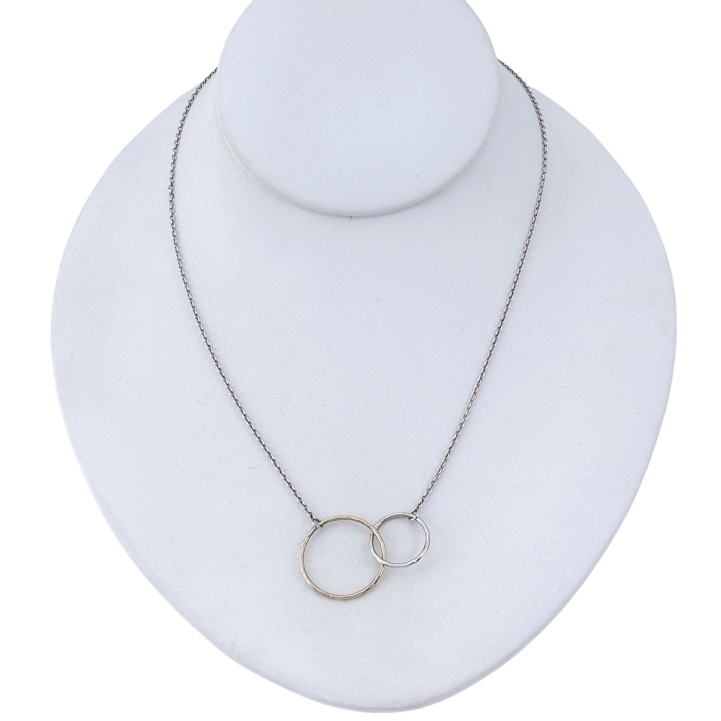 Vintage Sterling Silver 925 Two Tone Interlocking Rings Necklace 18"-20"