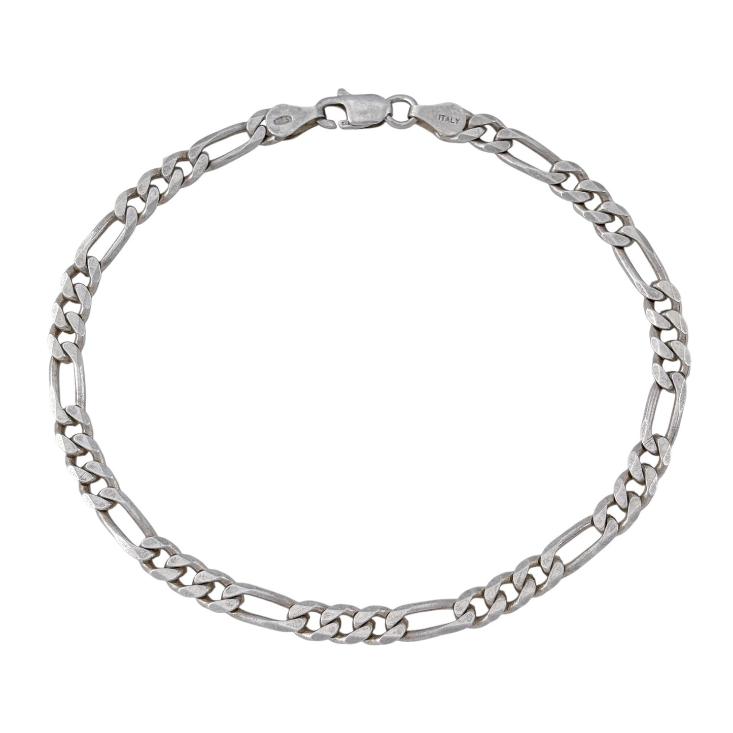 Vintage Italian Sterling Silver 925 Italy Figaro Chain Bracelet 8"