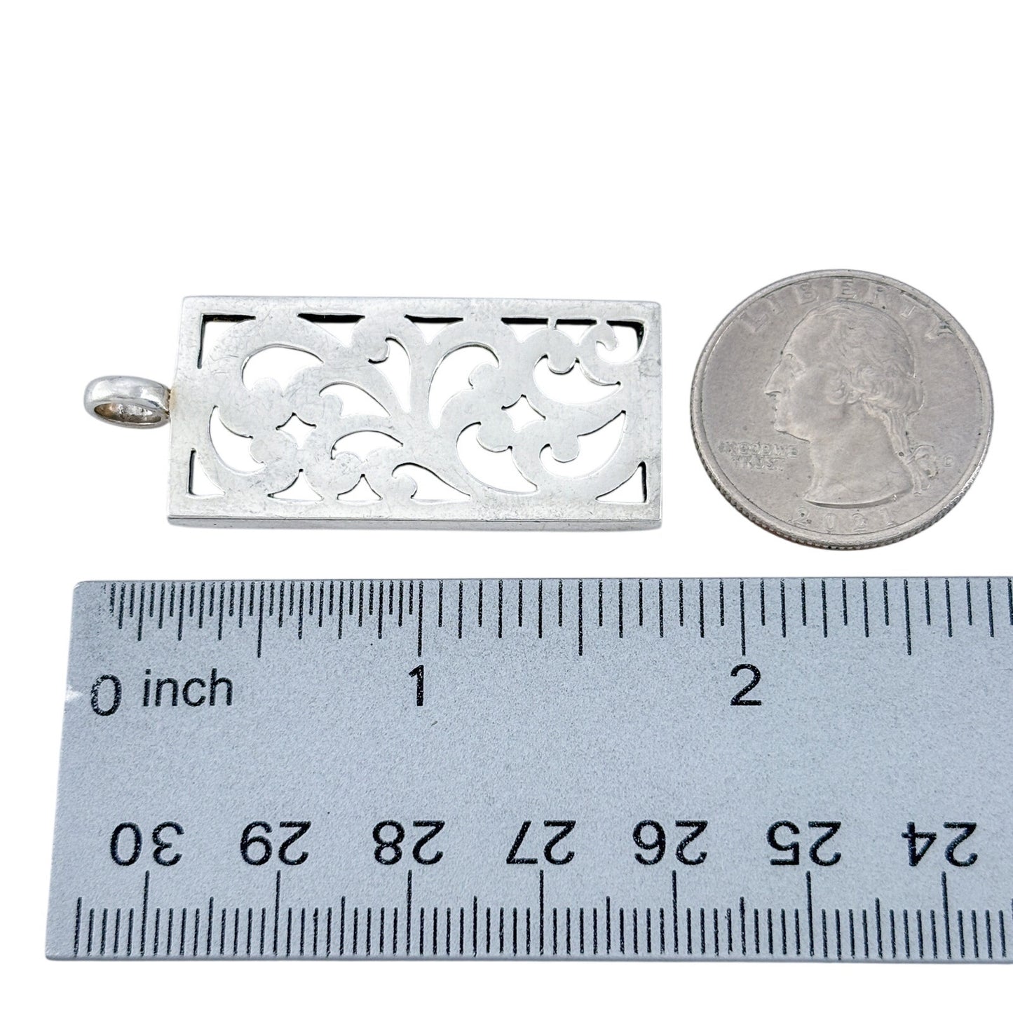 Vintage Sterling Silver 925 Filigree Floral Pendant