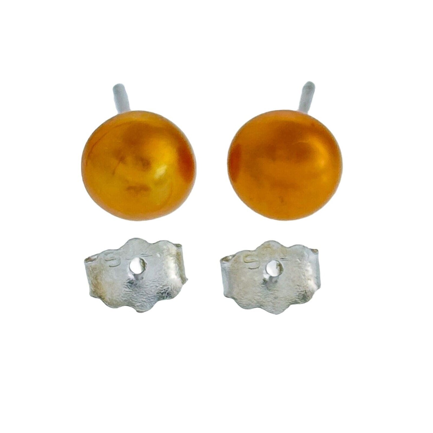 Vintage Sterling Silver 925 Imitation Pearl Stud Earrings