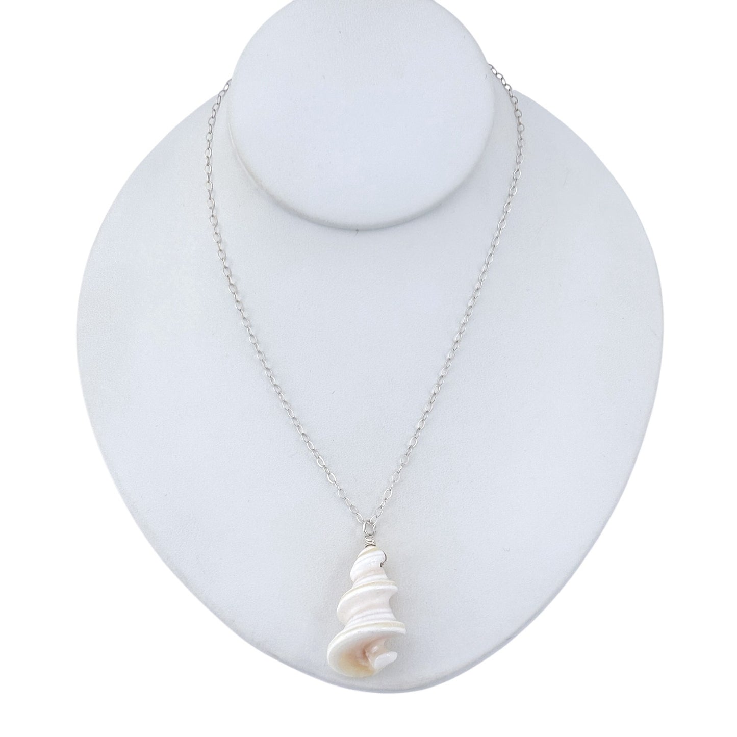 Vintage Sterling Silver 925 Shell Pendant Necklace 18"