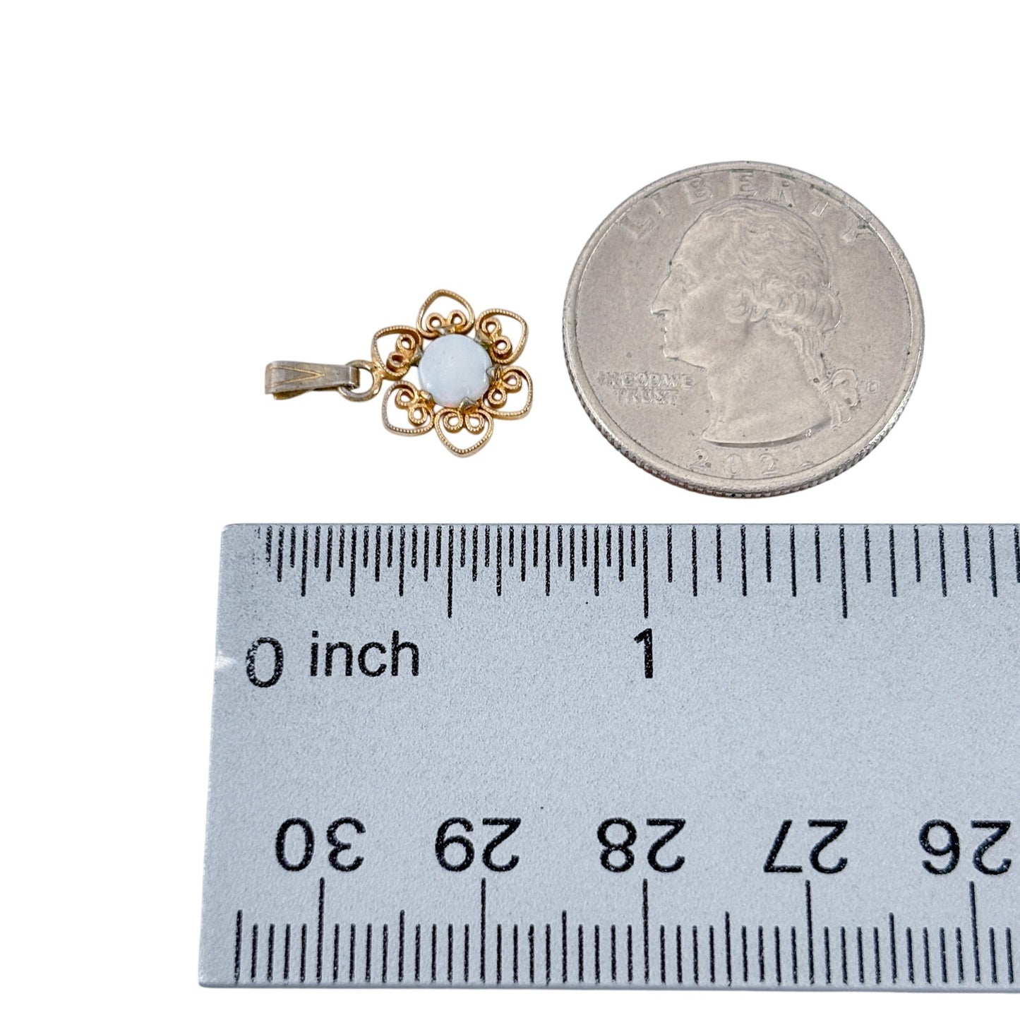 Vintage 14K Gold Filled Opal Flower Pendant