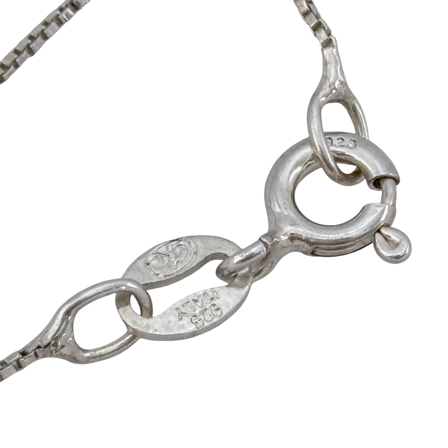 Vintage Italian Sterling Silver 925 Box Link Chain Necklace 16"