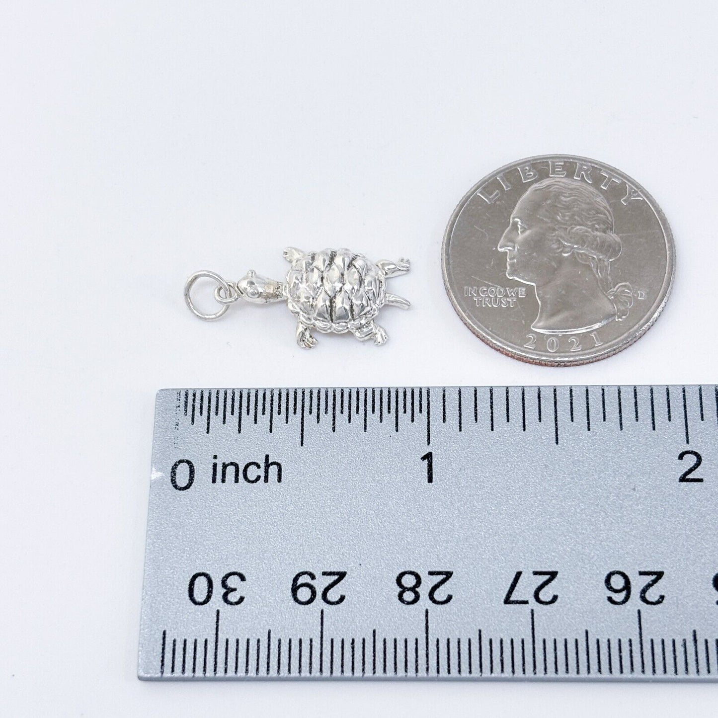 Vintage Sterling Silver 925 Textured Turtle Charm Pendant