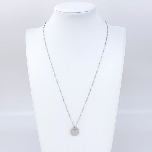 Vintage Sterling Silver 925 Disc Pendant Necklace 17.75"-19.25"