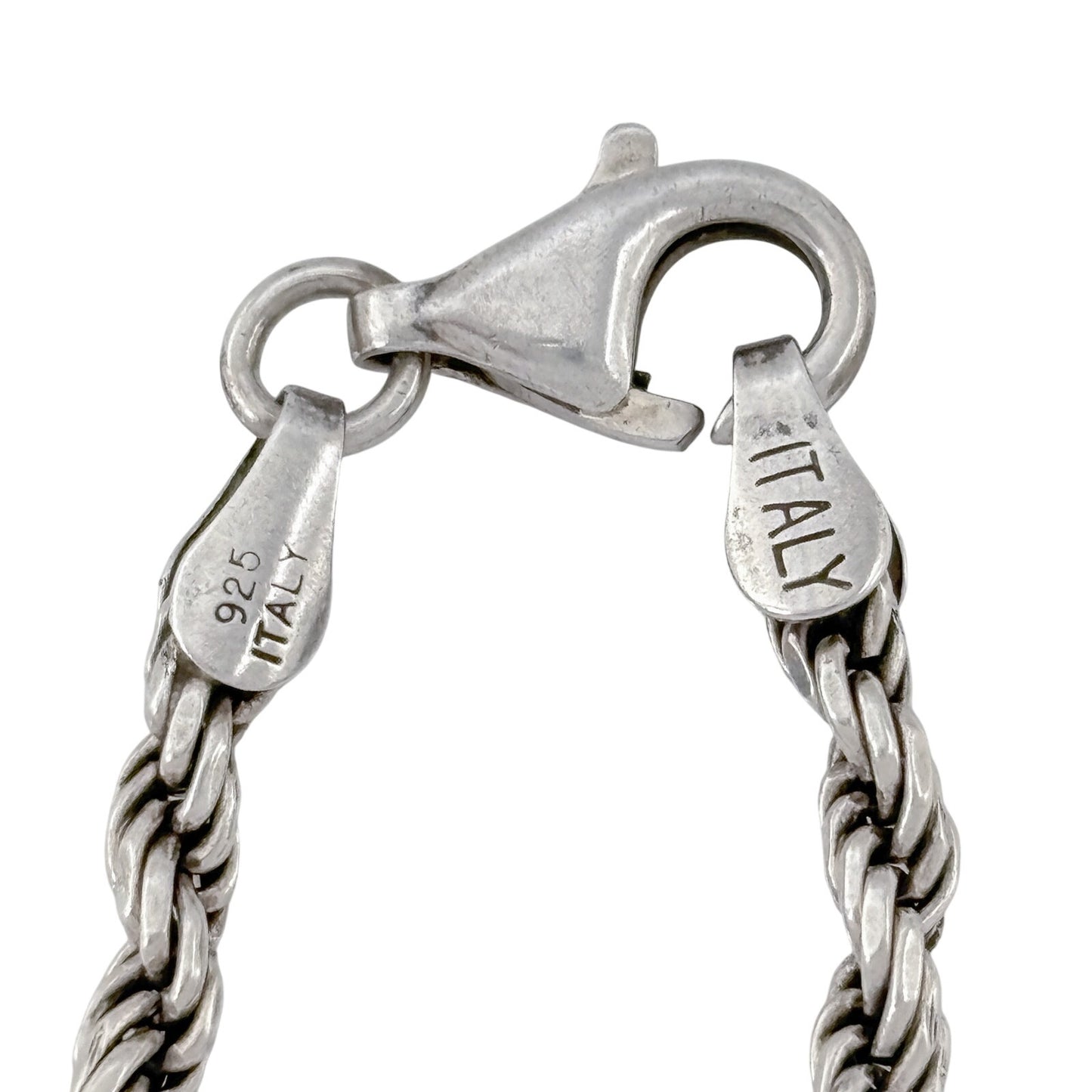 Vintage Italian Sterling Silver 925 Rope Chain Bracelet 7.25"