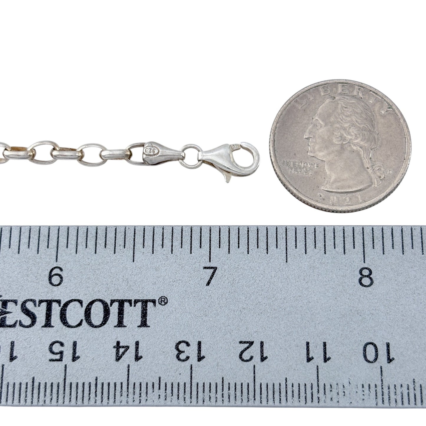 Vintage Sterling Silver 925 Initial L Charm Bracelet 7.25"