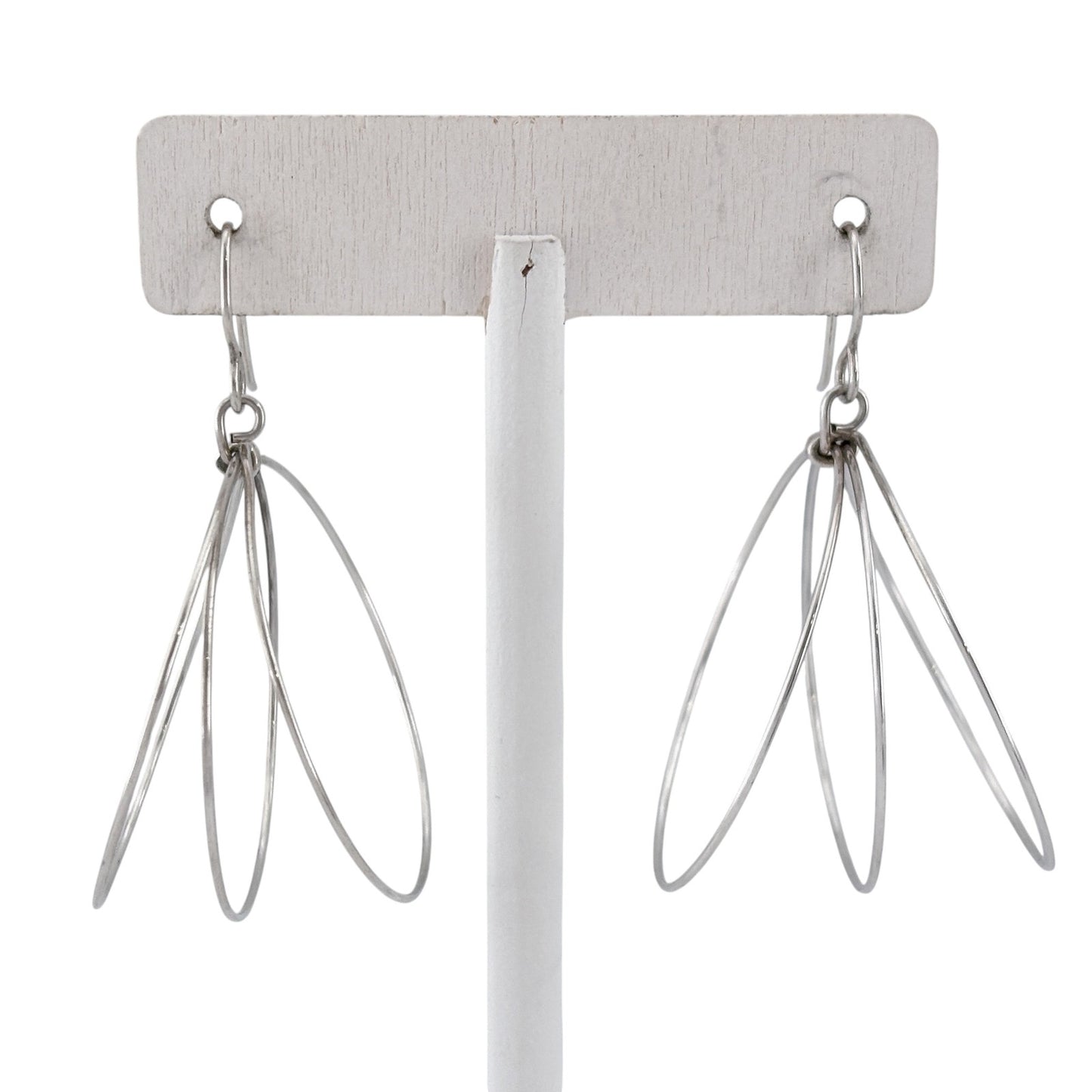 Vintage Sterling Silver 925 Multi Hoop Dangle Earrings