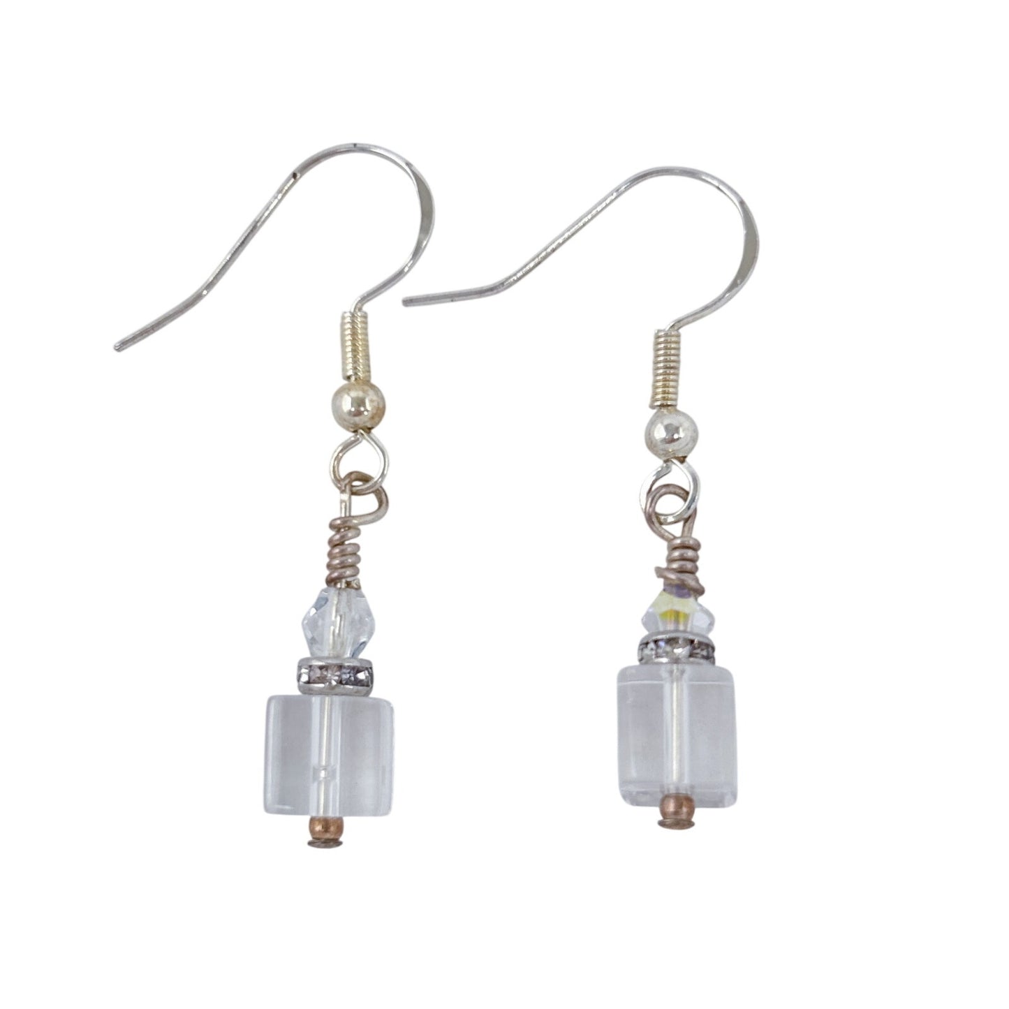 Estate Sterling Silver 925 Cubic Zirconia Crystal Earrings
