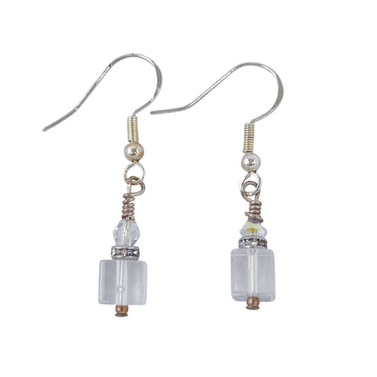 Estate Sterling Silver 925 Cubic Zirconia Crystal Earrings