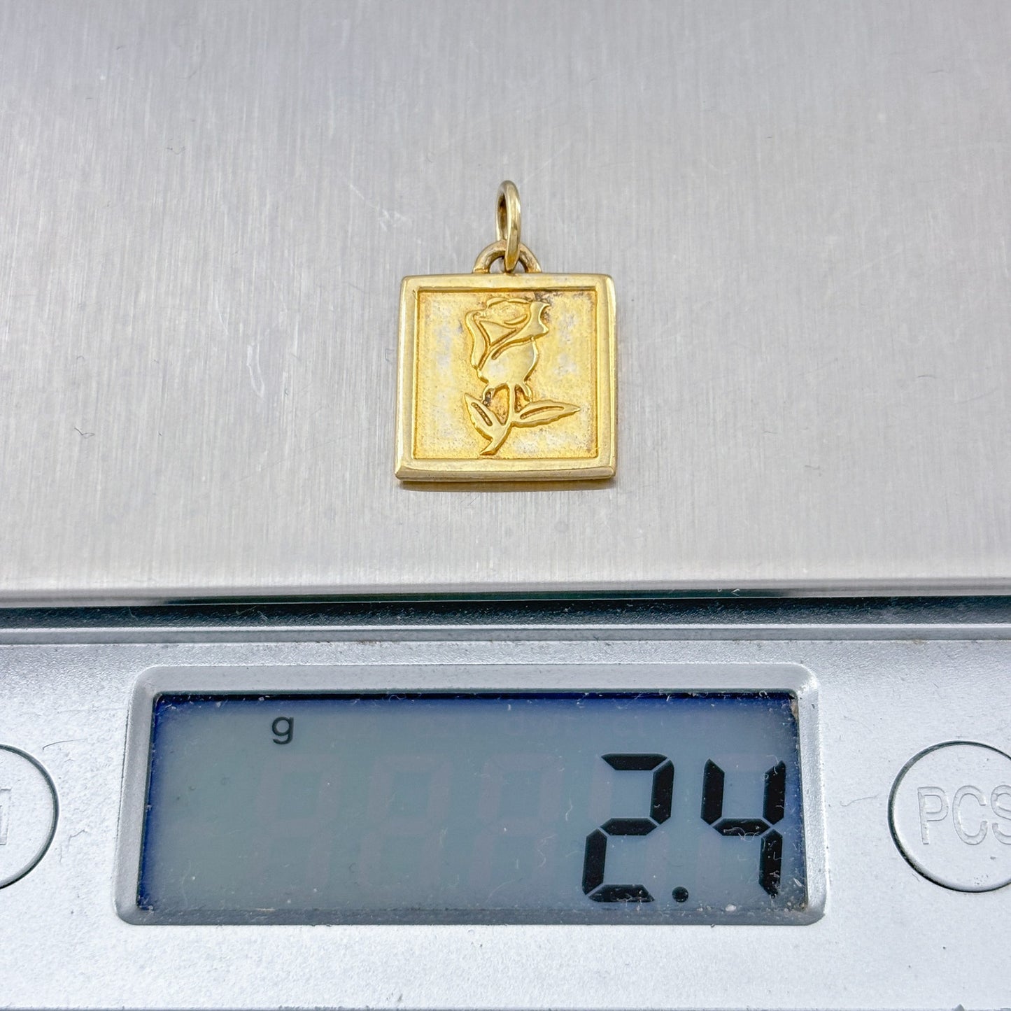 Vintage Gold-Tone Sterling Silver 925 Rose Charm