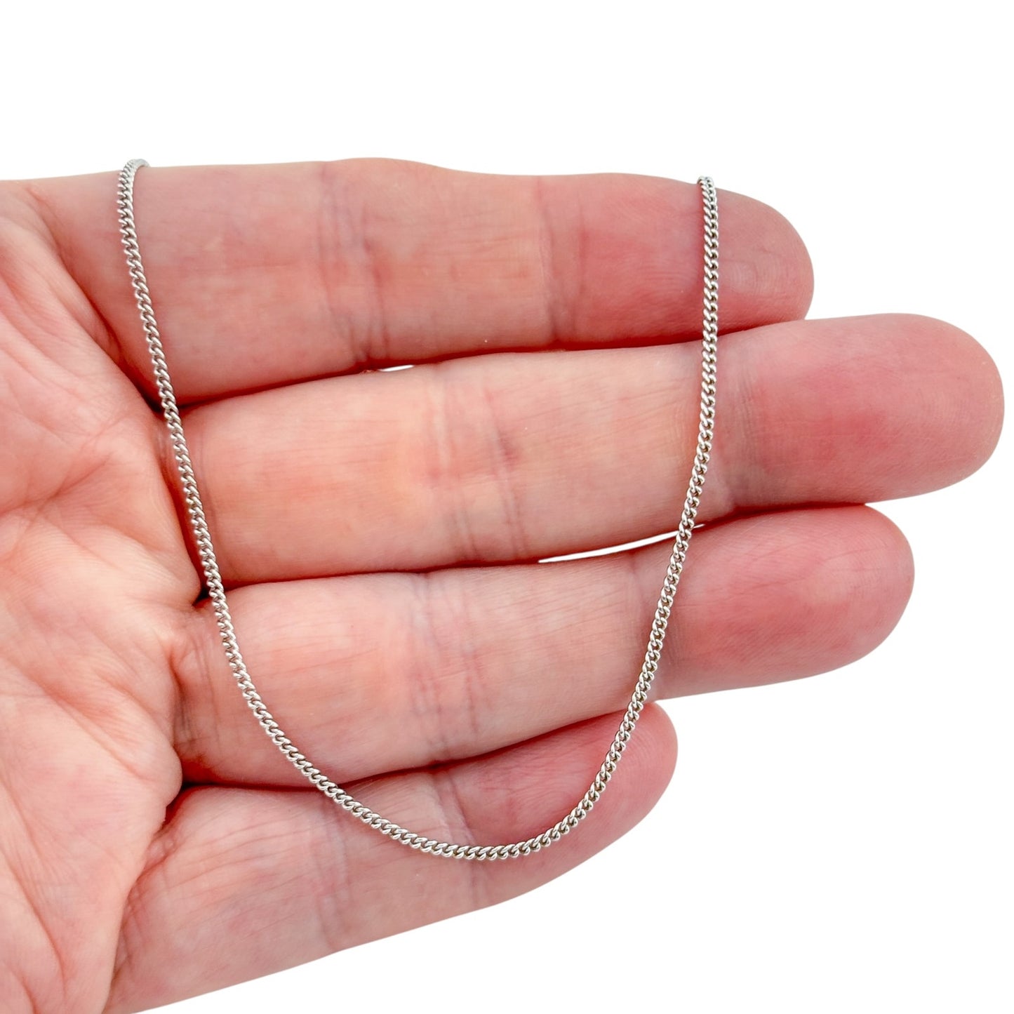 Vintage Sterling Silver 925 Curb Link Chain Necklace 18"