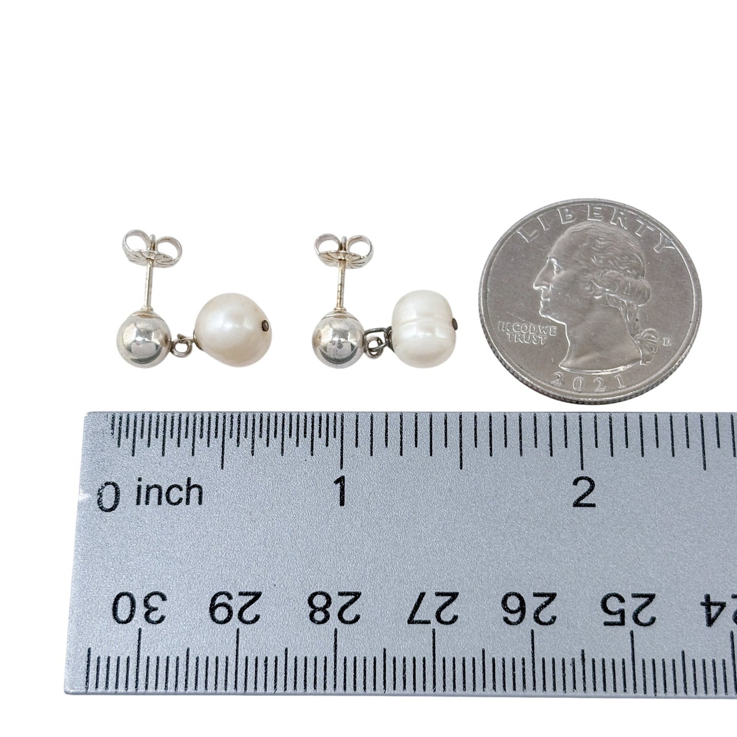 Vintage Sterling Silver 925 Pearl Drop Earrings