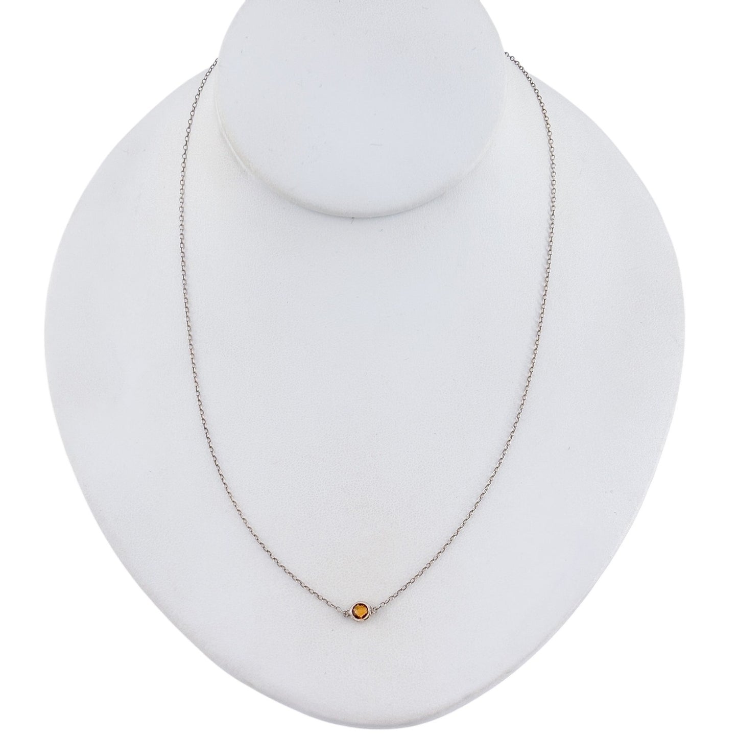 Vintage Disney Sterling Silver 925 Citrine Pendant Necklace 18"