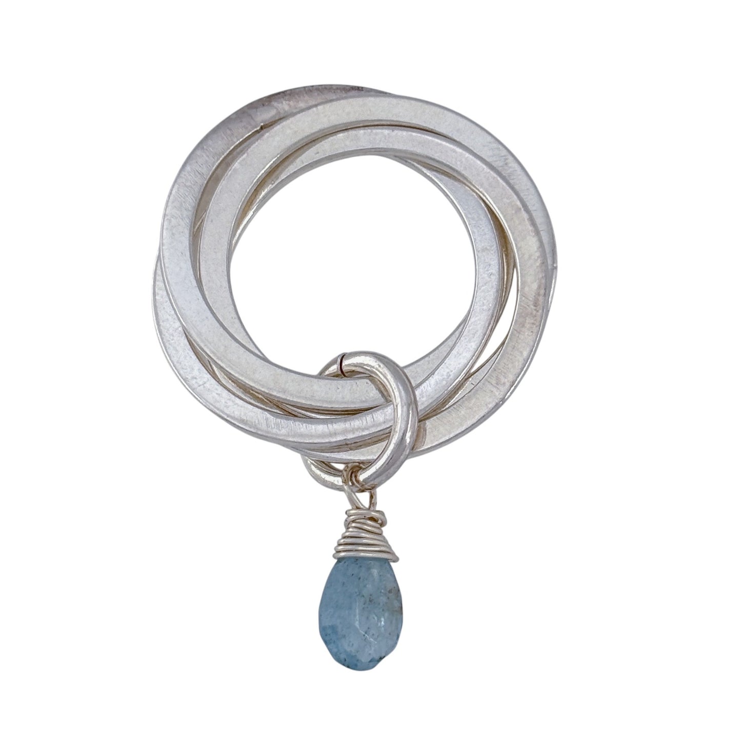 Vintage Sterling Silver 925 Aquamarine Hoop Pendant