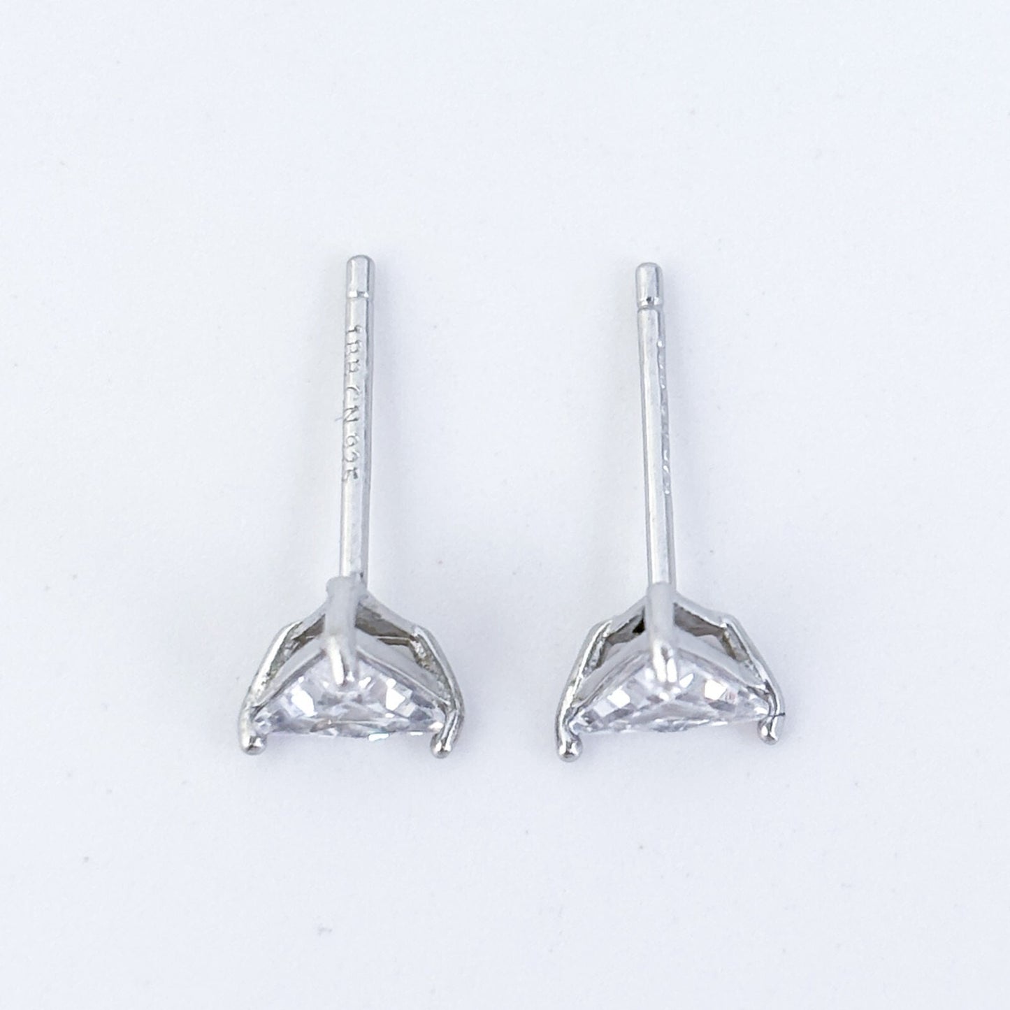 Vintage IBB CH Sterling Silver 925 Triangle Cubic Zirconia Stud Earrings