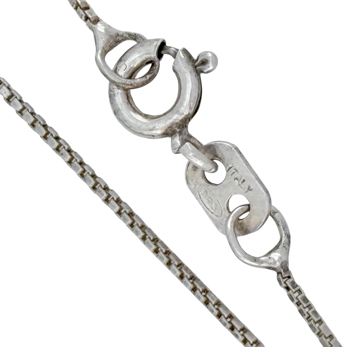 Vintage Italian Sterling Silver 925 Box Chain Necklace 18"