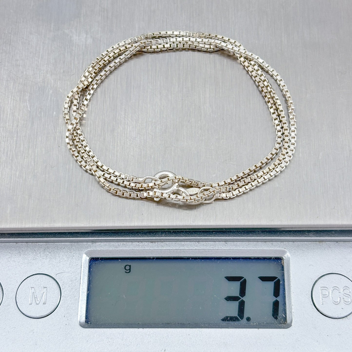 Vintage Italian Sterling Silver 925 Box Chain Necklace 16"