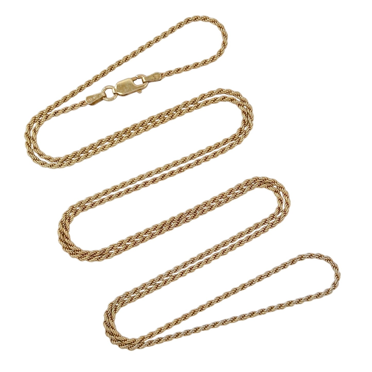 Vintage Italy Gold-Tone Sterling Silver 925 Rope Link Chain Necklace 30"