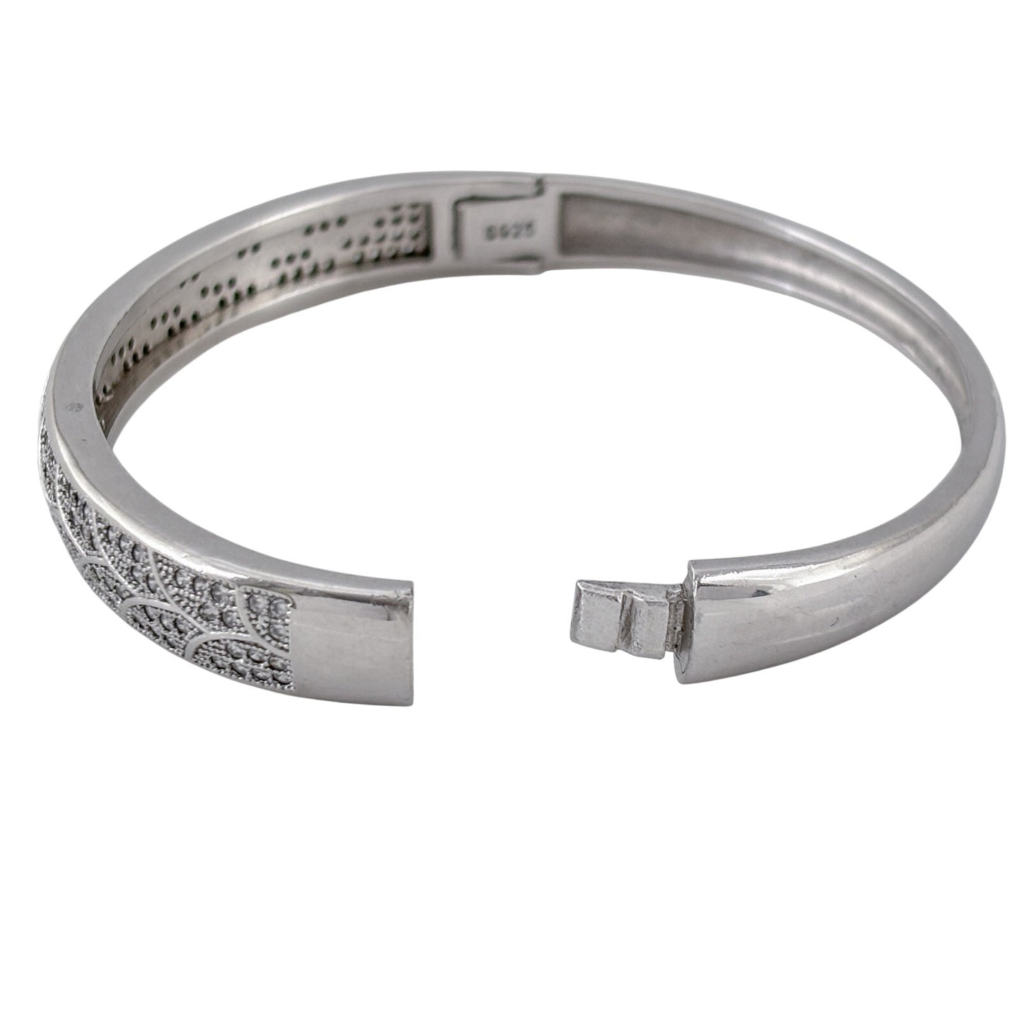 Vintage Sterling Silver 925 Diamond 1.19ctw Bangle Bracelet 6.5"