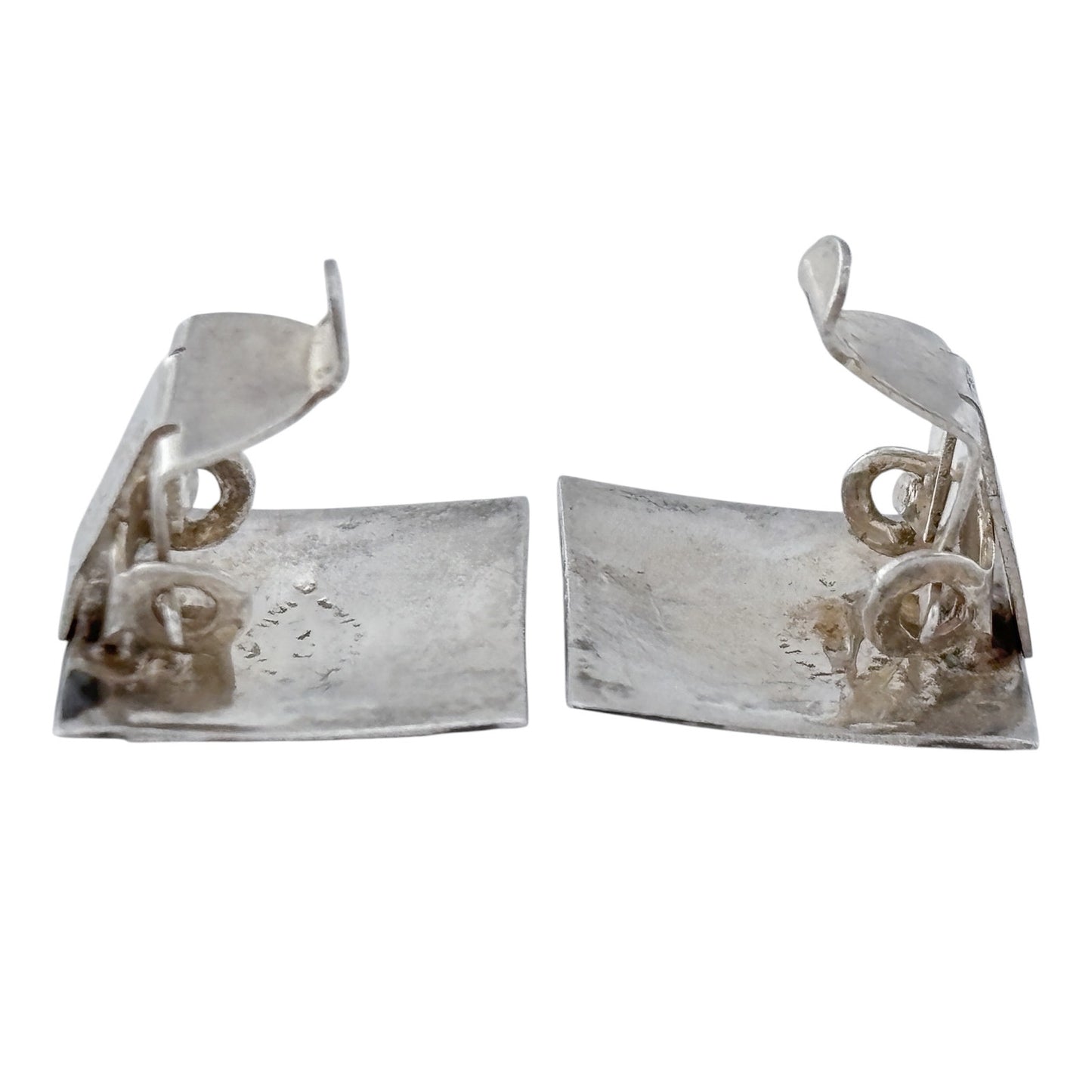 Vintage Sterling Silver 925 Siam Niello Clip-On Earrings