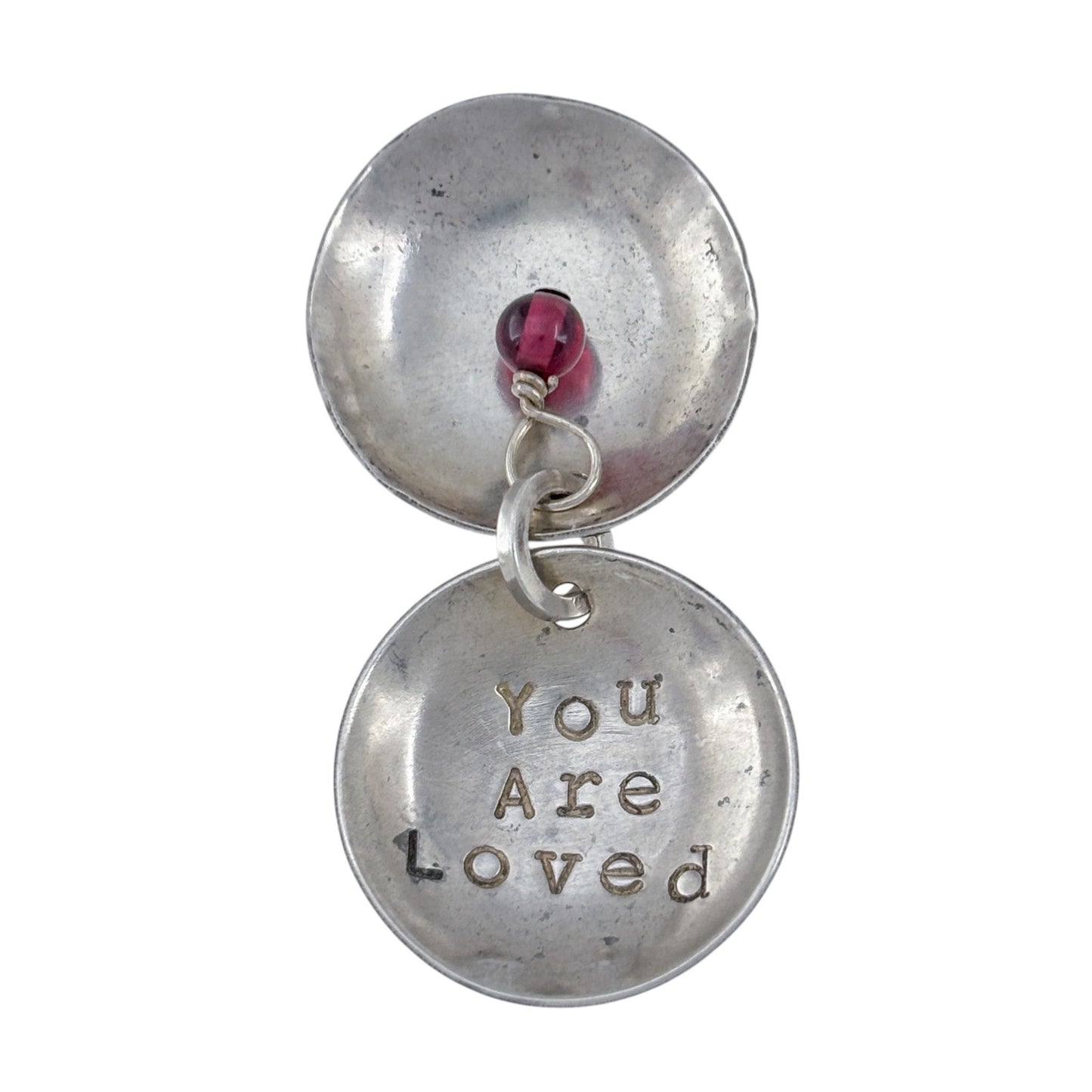 Vintage Sterling Silver 925 Garnet You Are Loved Tree Pendant