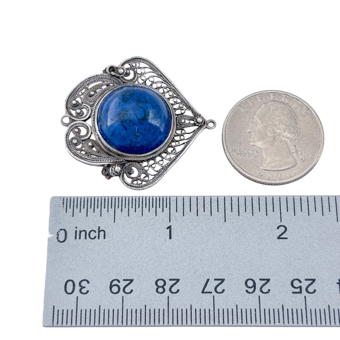 Vintage Sterling Silver 925 Lapis Lazuli Brooch