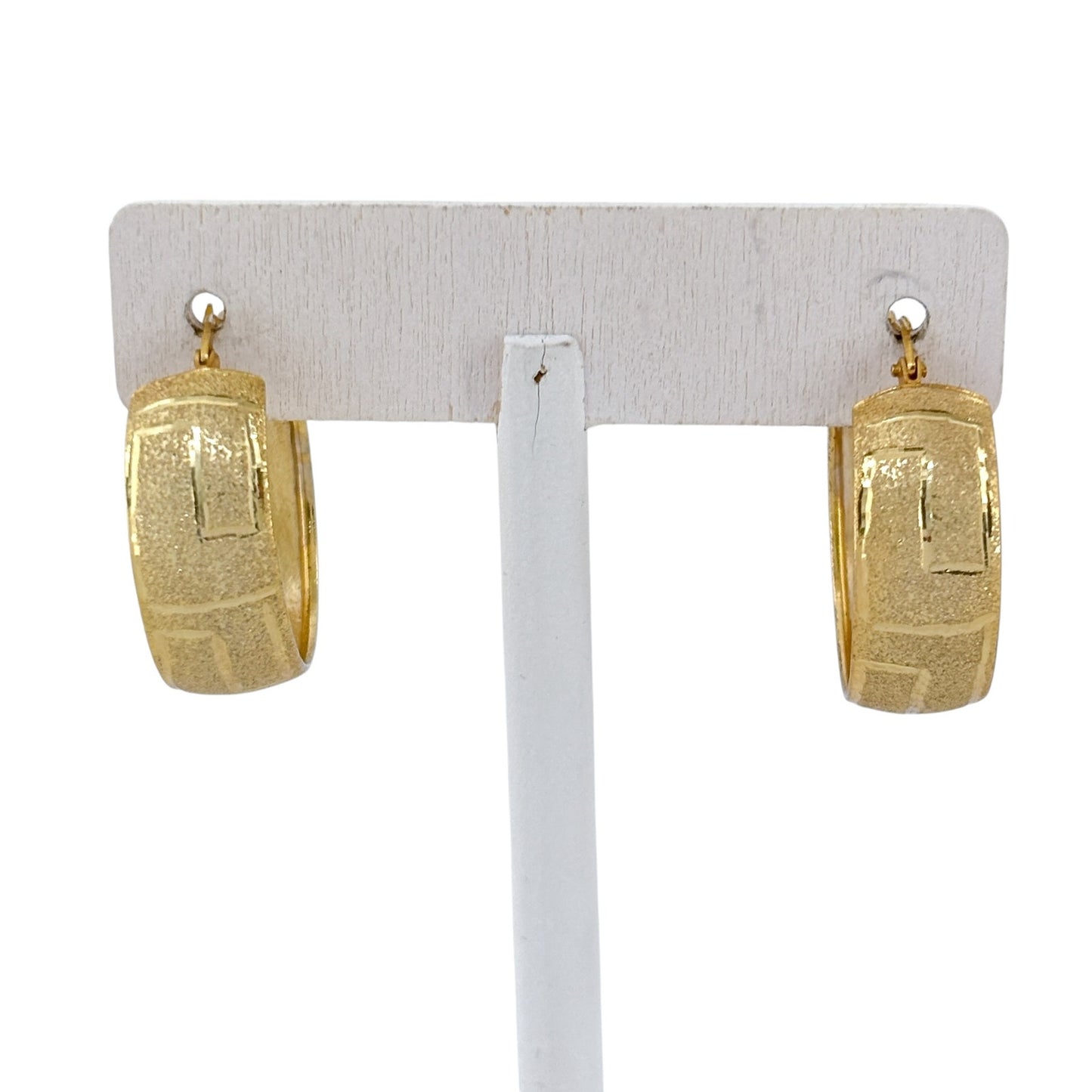 Vintage Gold-Tone Sterling Silver 925 Textured Hoop Earrings