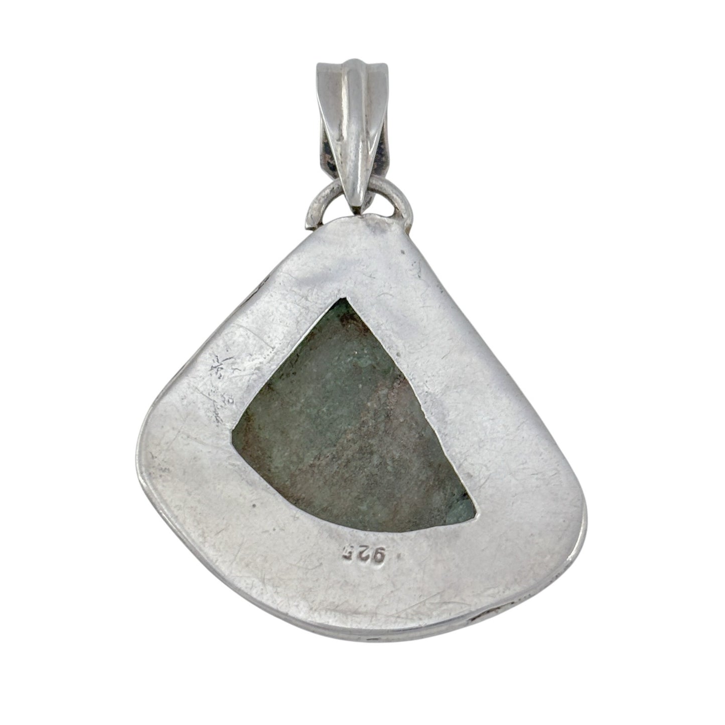 Vintage Sterling Silver 925 Green Aventurine Pendant